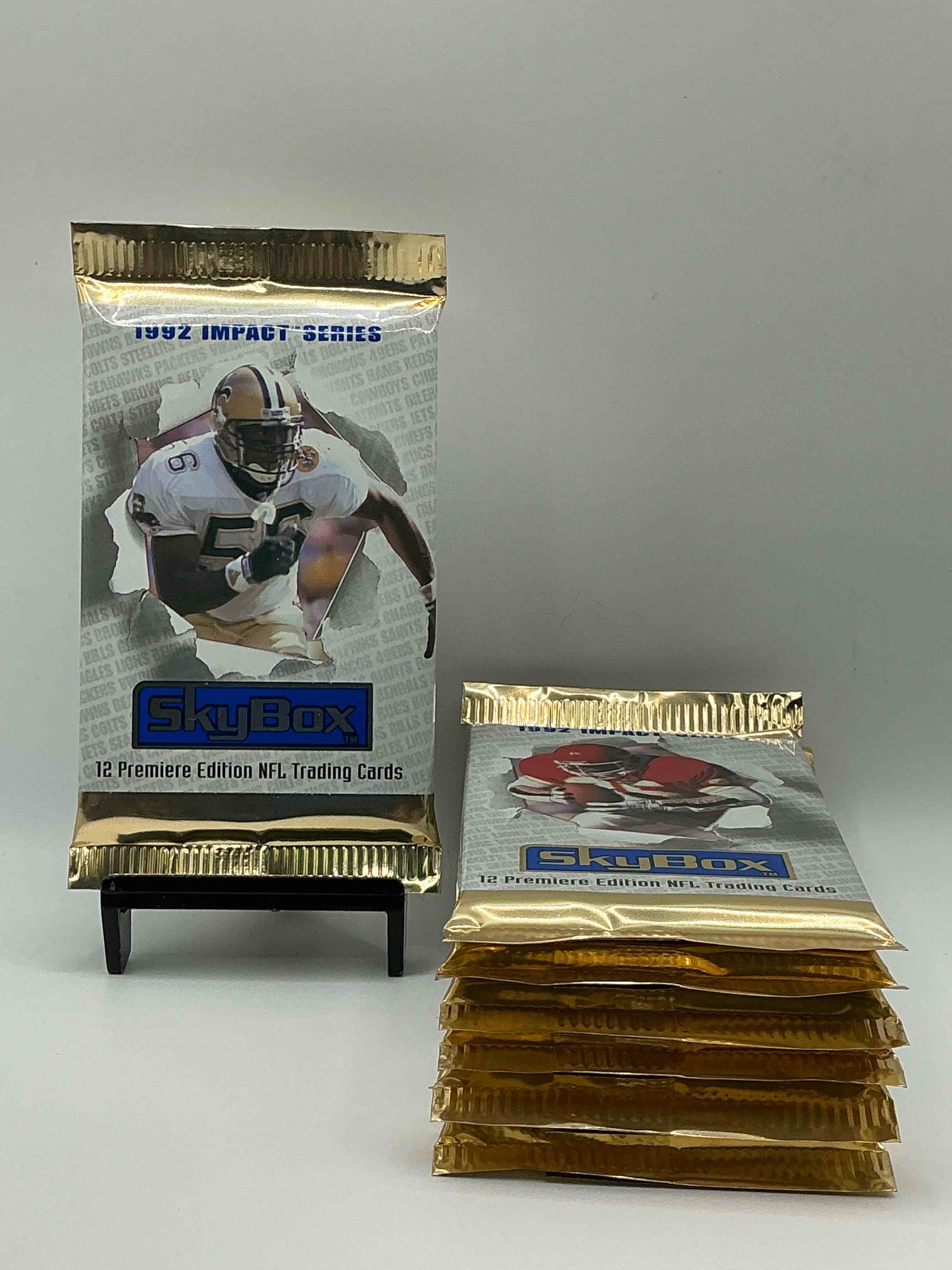 Football Insanity! 1992 Skybox Impact Series Premiere Edition Football Card Packs!All Unopened & Straight From Box! High End Cards! Search For NFL Stars Brett Favre, Jim Kelly, Warren Moon, Joe Montana, Barry Sanders & So Many More, Direct From Original Box!