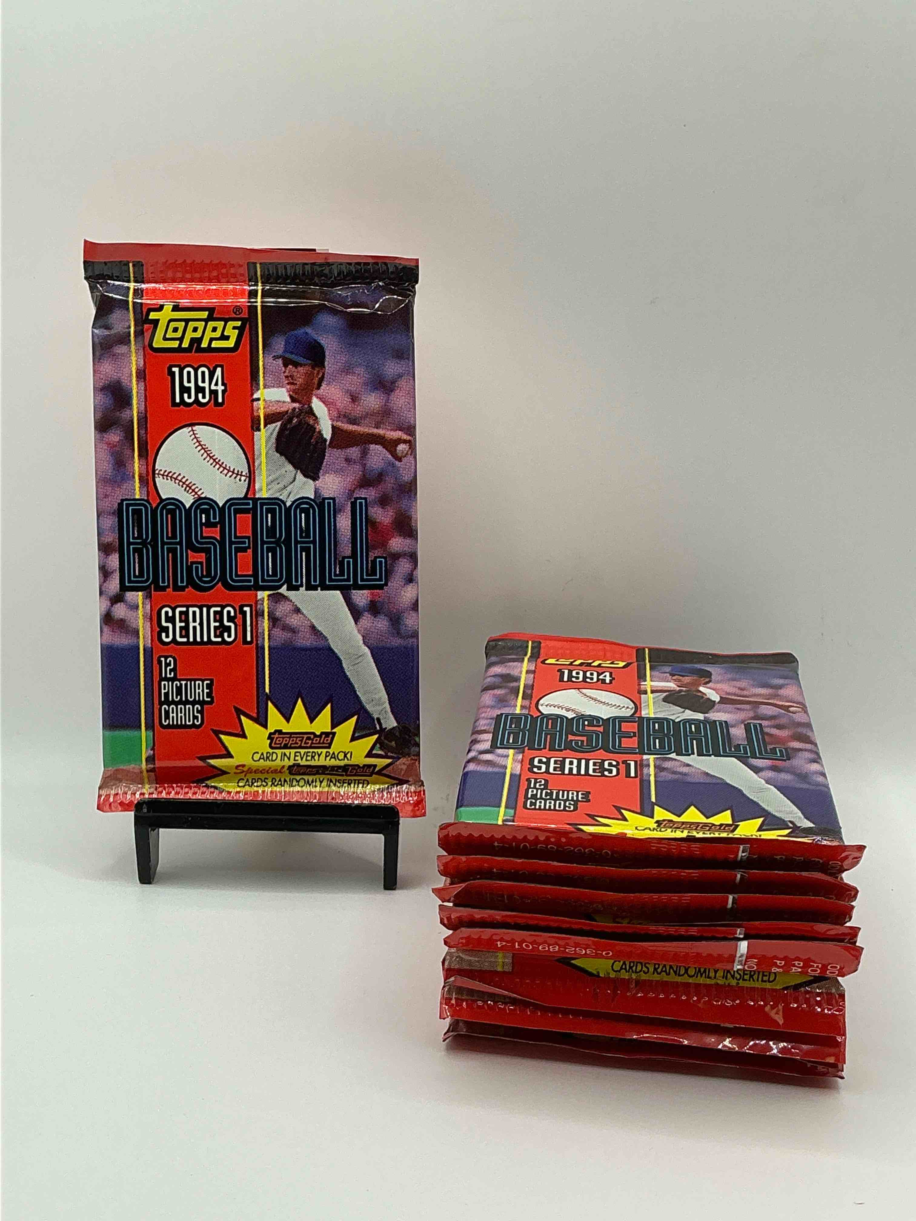 Wow! 1994 Topps Baseball Sealed Pack, Series One, Direct From Original Retail Case! Search For Topps Gold Card In Every Pack & Nolan Ryan Last Year Farewell Memento Card. Hard To Find!