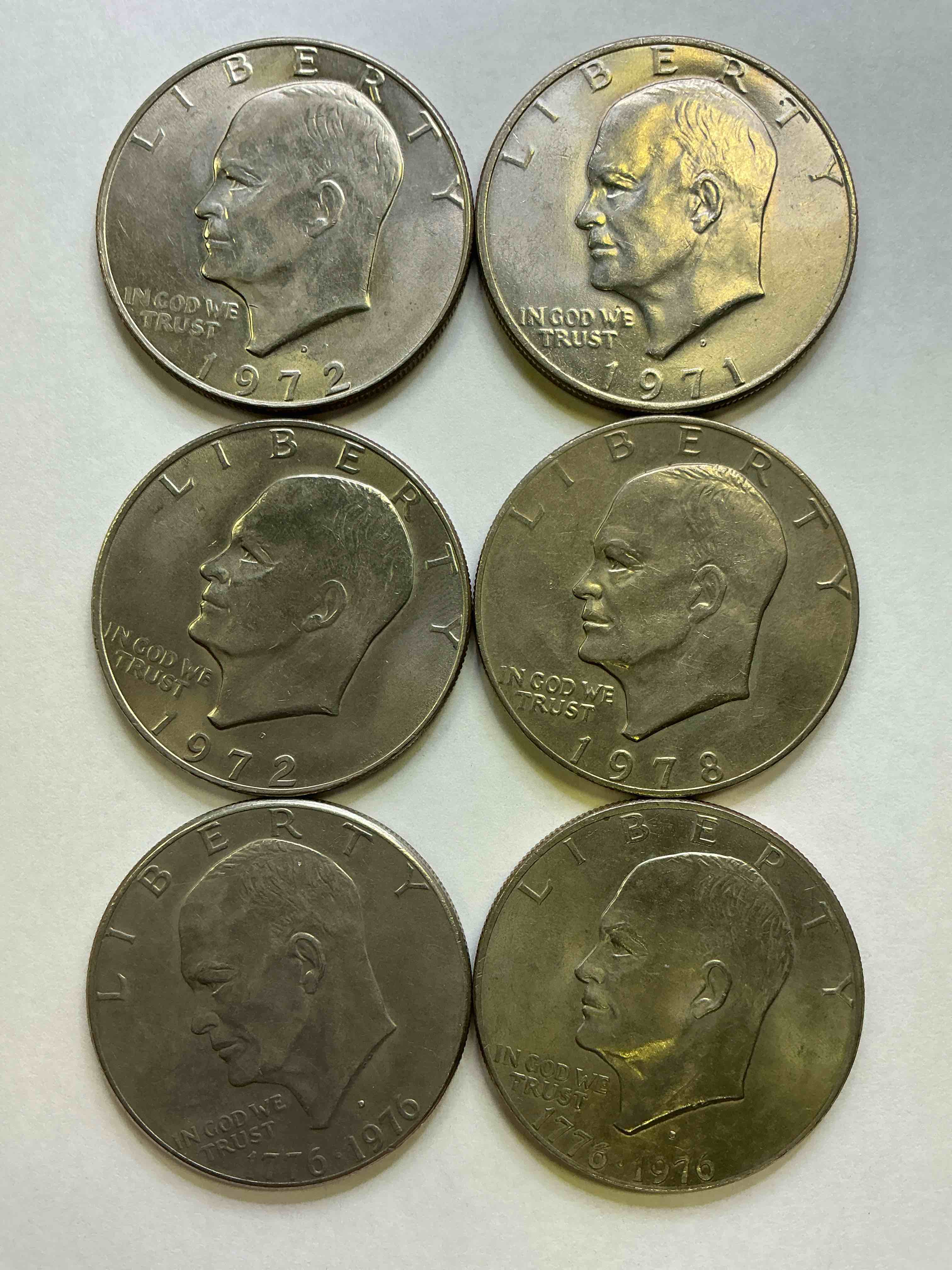 Gorgeous Eisenhower Dollar Coins! These Striking, Large U.S. Coins Were Minted From 1971-1978. Here Are Gorgeous Examples Of “Ike" Dollars From 1976 & More! These Coins Have Become Immensely Popular With Collectors & Some Have Great Toning!