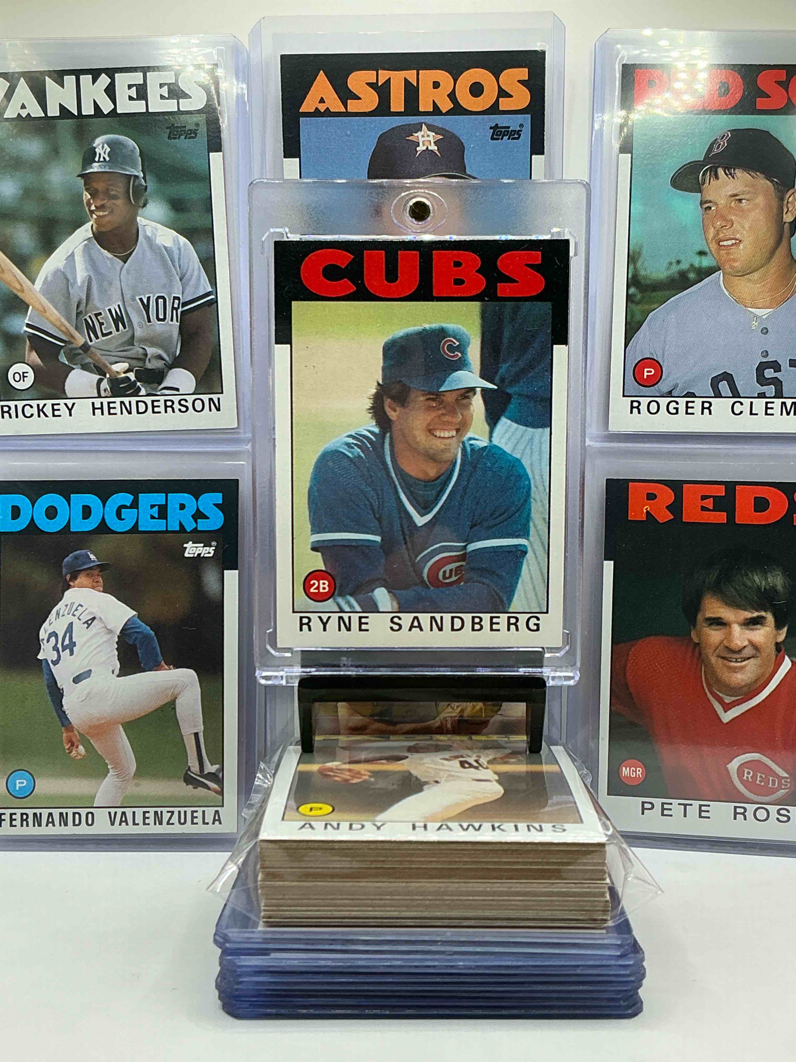 1986 Topps Baseball 50 Card Craziness! The Biggest Names In Baseball From The Decade! Pete Rose, Nolan Ryan, Roger Clemens, Don Mattingly, Darryl Strawberry, Wade Boggs, Ryne Sandberg, Cal Ripken, Rickey Henderson & More! These Cards Are Getting More & More Rare By The Day, Don't Miss This Opportunity To Have These Rare 1986 Baseball Cards Filled With Baseball Legends!