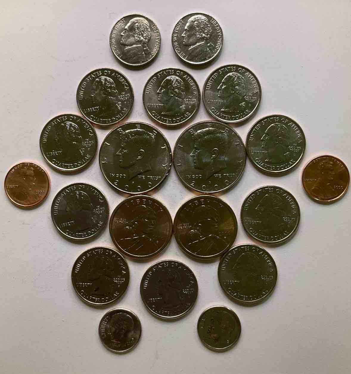 2000 Uncirculated Mint Set Coins! 20 Coin Mint Set From Philadelphia & Denver! 20 Coin Uncirculated Lot, With State Quarters, Nickels, Half Dollars, Dimes, Pennies & More! Uncirculated Coin Craziness!