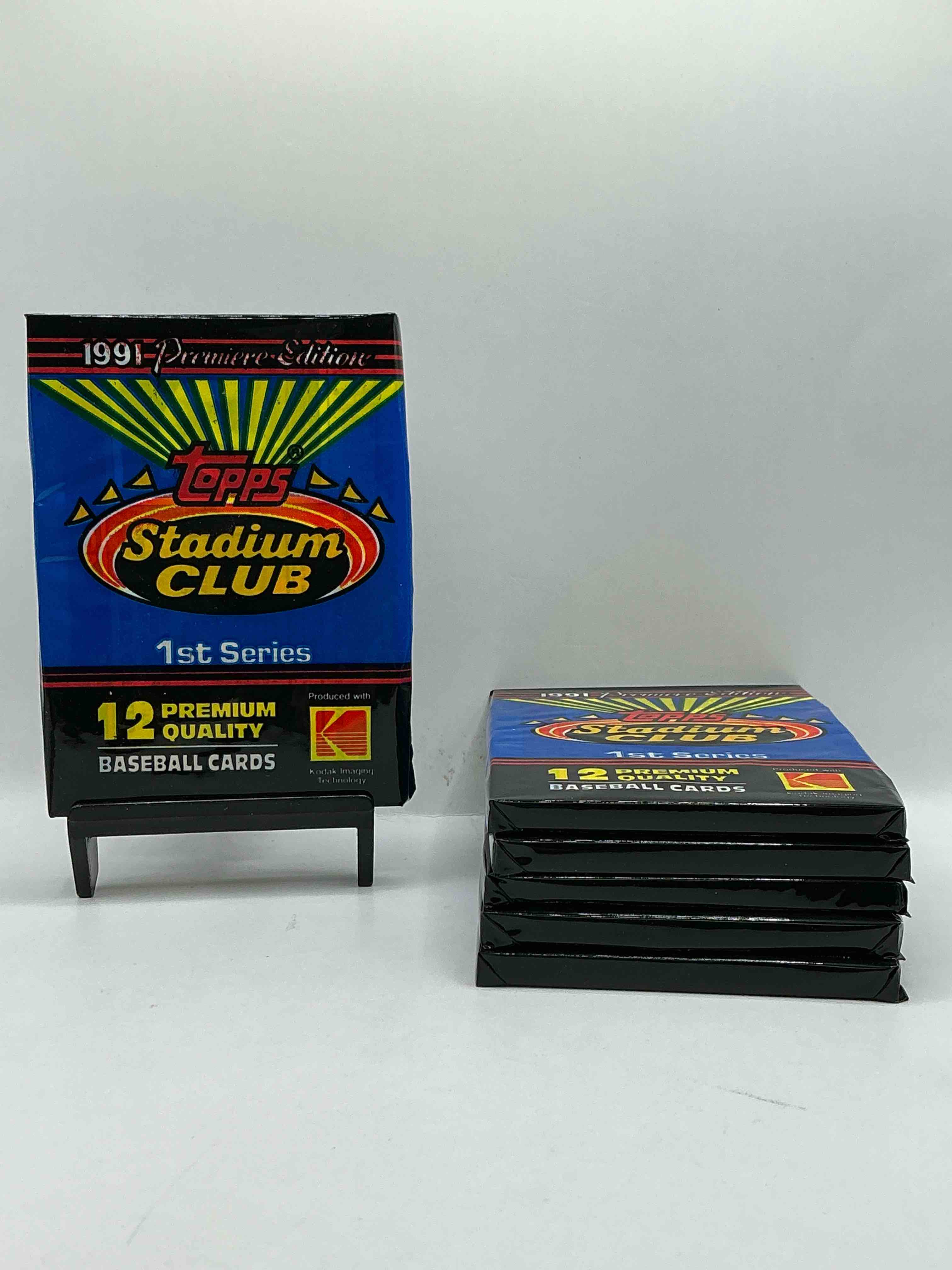 1991 Baseball History! In 1991 Topps Developed & Premium Line Of Baseball Cards To Compete With Upper Deck... & Here They Are! 1991 Topps Baseball Stadium Club Unopened Wax Pack, Direct From Original Retail Casel Search For Impressive Cards Such As Ken Griffey Jr. #270 (PSA 10 Value $250), Frank Thomas #57 (PSA 10 Value $200) & Nolan Ryan #200 (PSA 10 Value $150.00). Own A Piece Of Sports Card Memorabilia History!