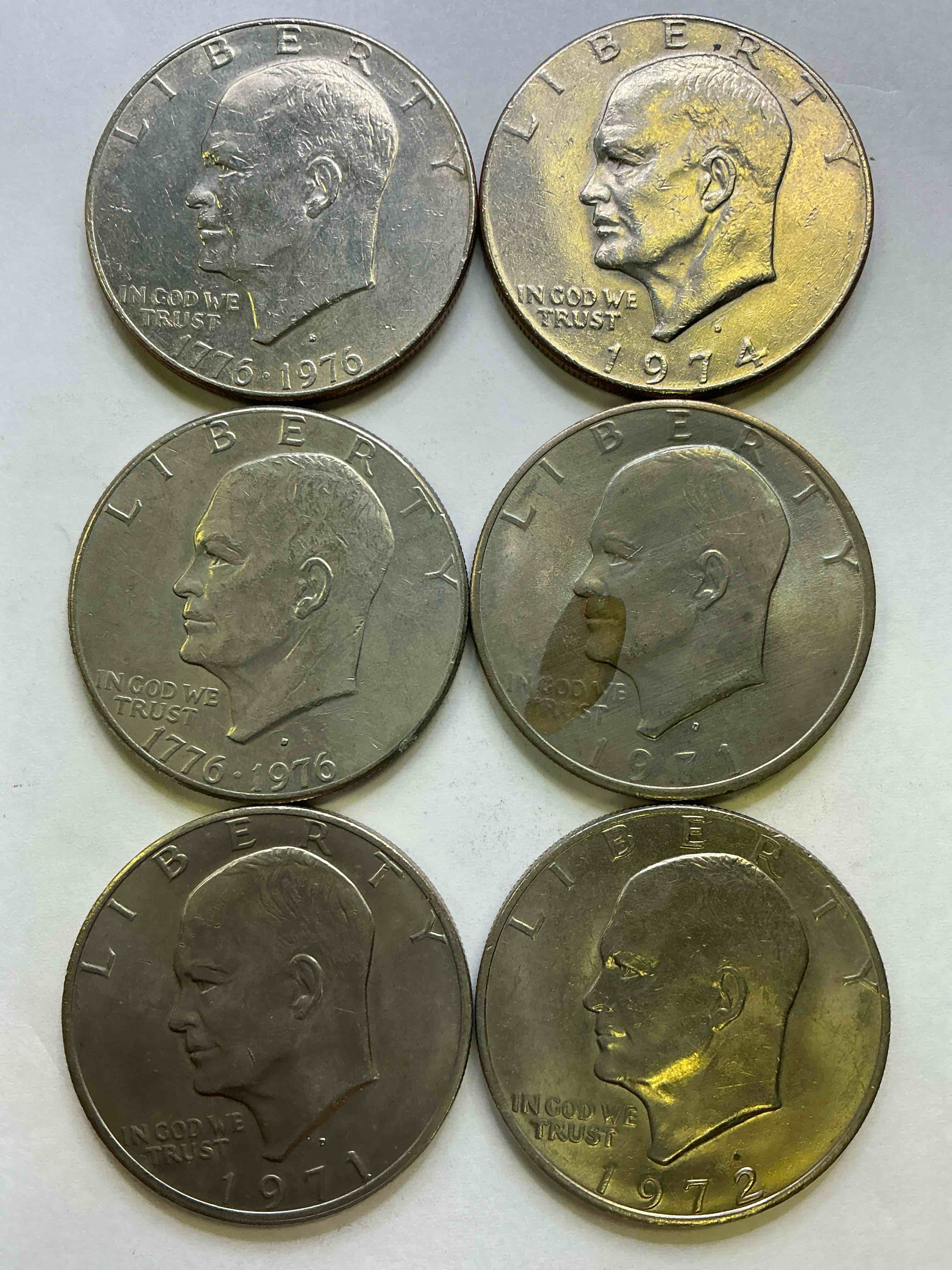 Gorgeous Eisenhower Dollar Coins! These Striking, Large U.S. Coins Were Minted From 1971-1978. Here Are Gorgeous Examples Of “Ike" Dollars From 1976 & More! These Coins Have Become Immensely Popular With Collectors & Some Have Great Toning!