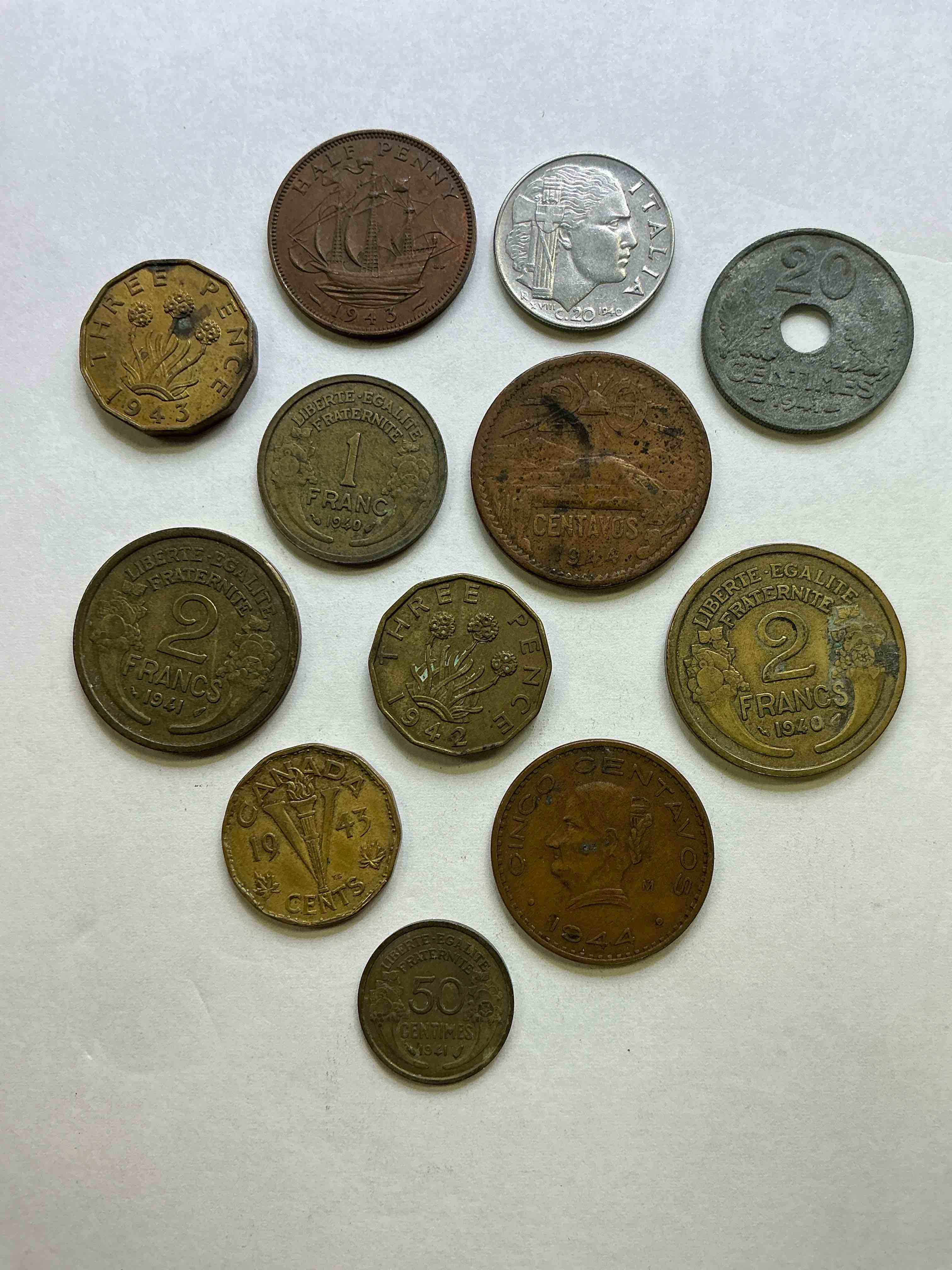 World War Two Buffs Rejoice! Up For Auction Is An Awesome Collection Of World War II Era Coins (1939-1945) From Around The World! Really Hard To Collect & Find In One Place! Really Cool Pieces Of History!