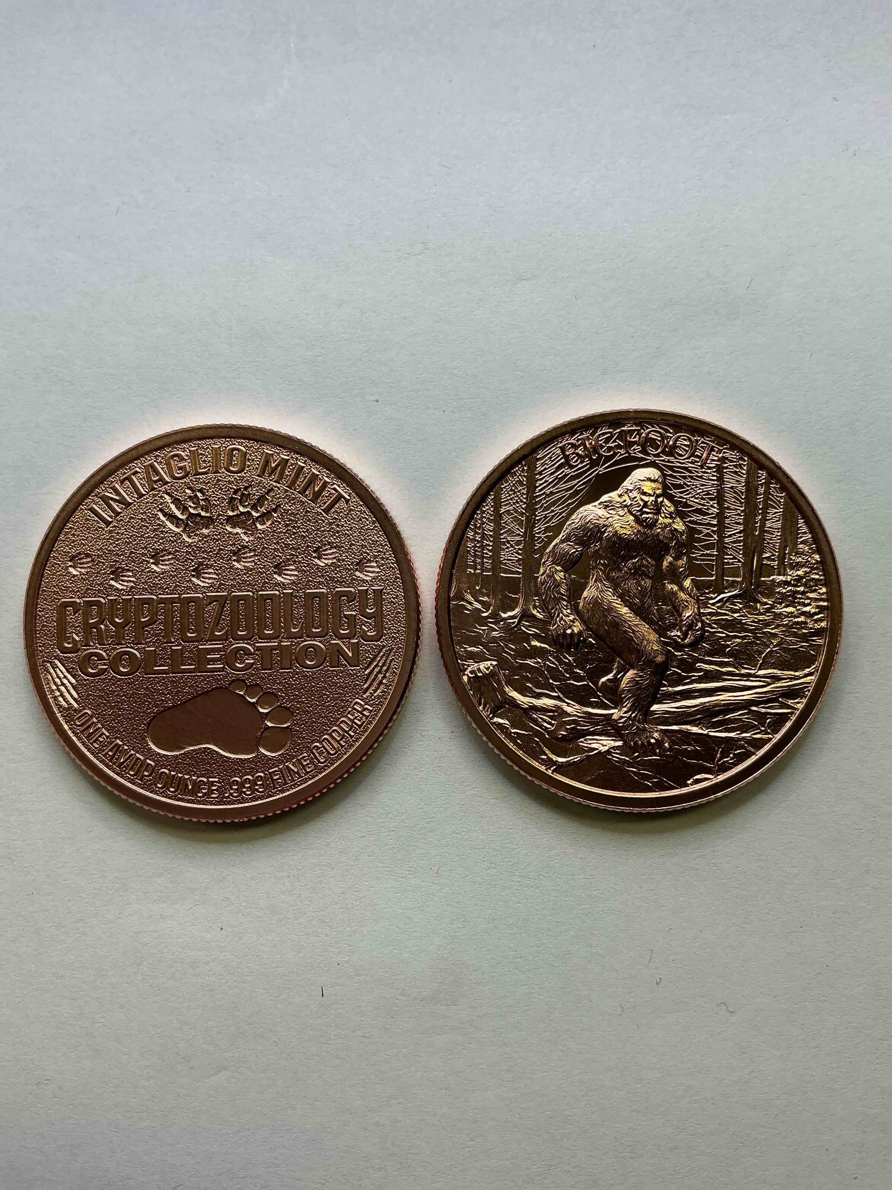 Pure Copper Large Coins! One Ounce Pure Copper Colored Bigfoot Coin, Brand New In Excellent Condition. 1.5" Diameter. Pure Copper! Bigfoot Edition!