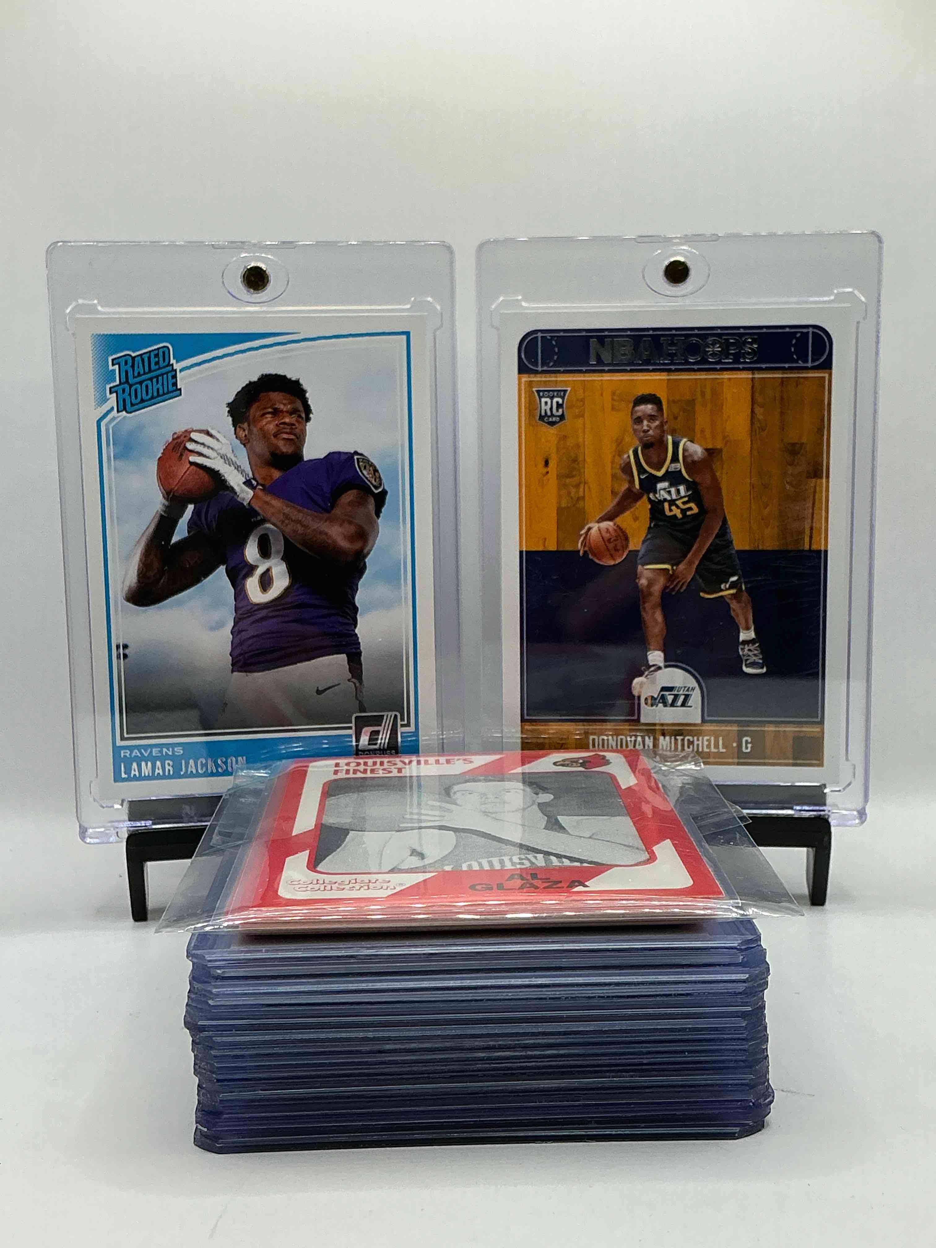 Lamar Jackson Donruss Rated Rookie Card! Donovan Mitchell NBA Hoops Rookie & More! Insane 24 Card Louisville Legends Lot! WOW! Mitchell, Jackson, Griffith, McCray, Ellison & More!