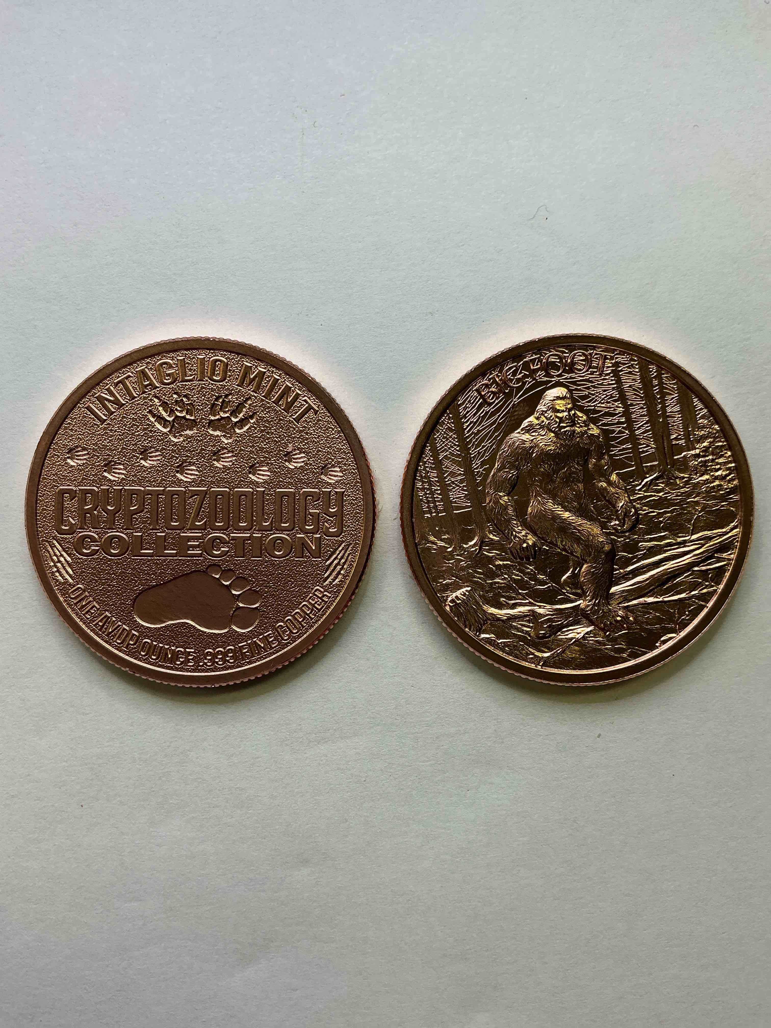 Pure Copper Large Coins! One Ounce Pure Copper Colored Bigfoot Coin, Brand New In Excellent Condition. 1.5" Diameter. Pure Copper! Bigfoot Edition!