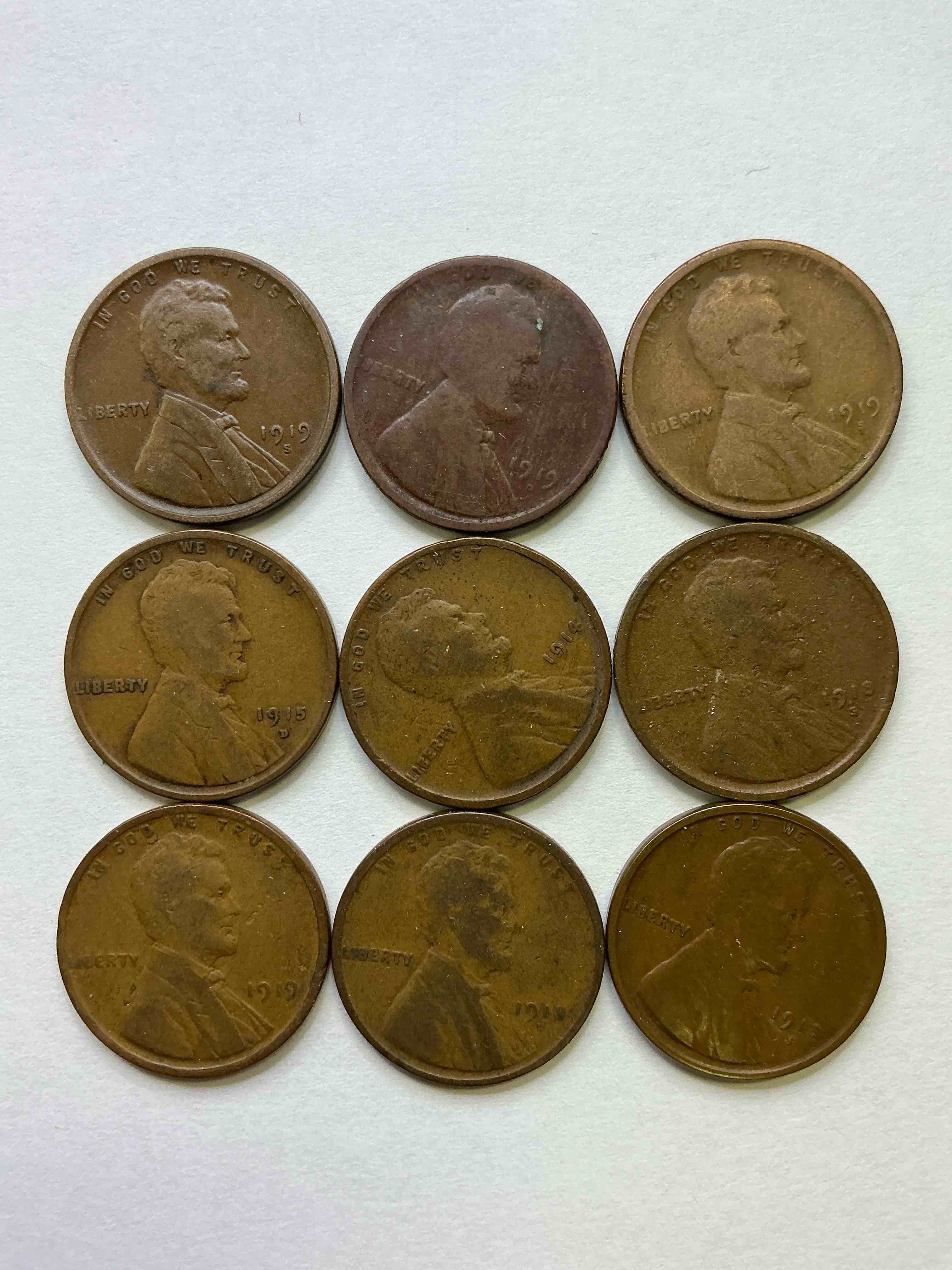World War One Era Buffs Rejoice! Check Out This Collection Of WW1 Era (1914-1919) Pennies! Super Hard To Collect & Find In One Place! Great Conversation Pieces & Incredible Pieces Of History!