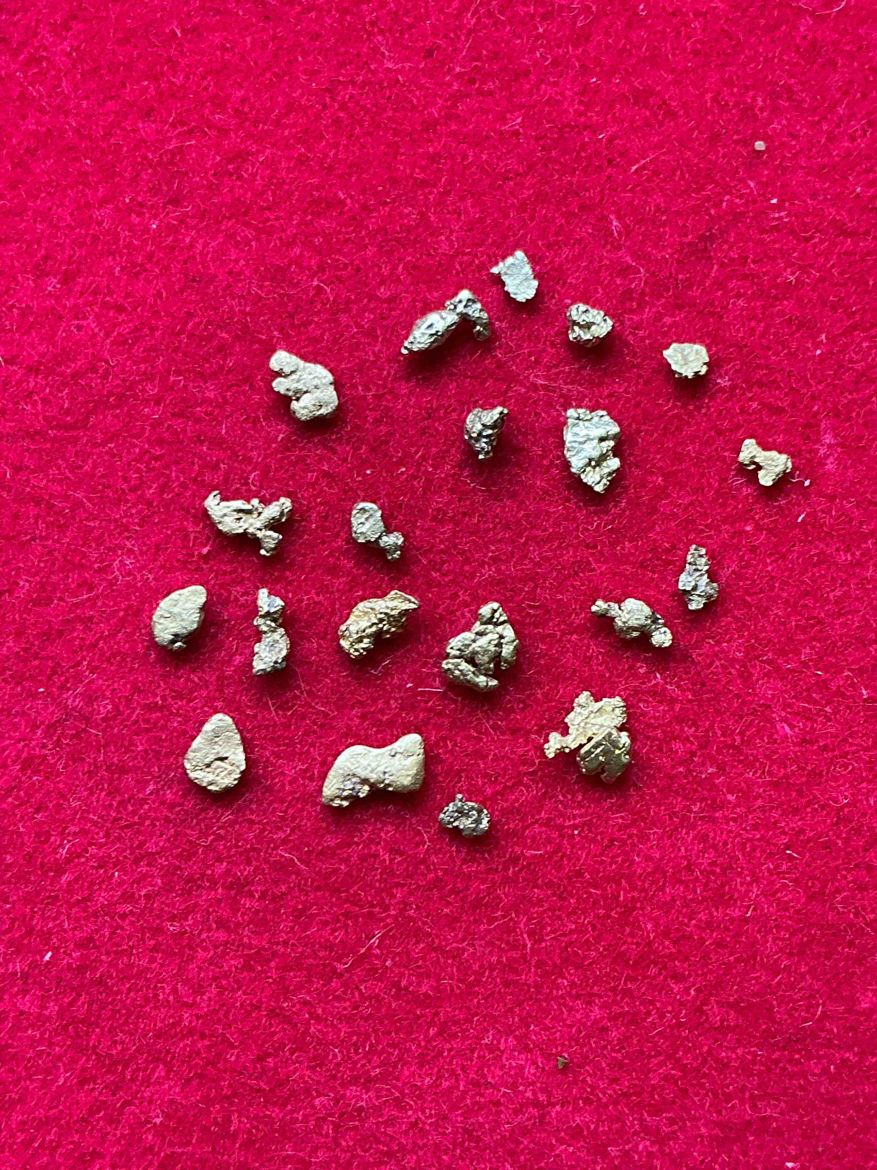 Genuine Gold Nuggets! Gold Nuggets Fresh From Prospecting North Carolina Mountains, Total Weight Of All Nuggets Is Approximately .5 Grams. These Gold Nuggets Typically Test At Between Approx 22-24 Karat. Gold In Raw, Prospected Form Is Extremely Hard To Find & Much Rarer Than Any Refined Form. Get In On The Gold Craze... Gold Has Increased In Value Over 40% In 2025 Alone! U.S. Dime For Size Reference Only (not included). Gold Vile In Image Included. Own Genuine, Gold Nuggets!