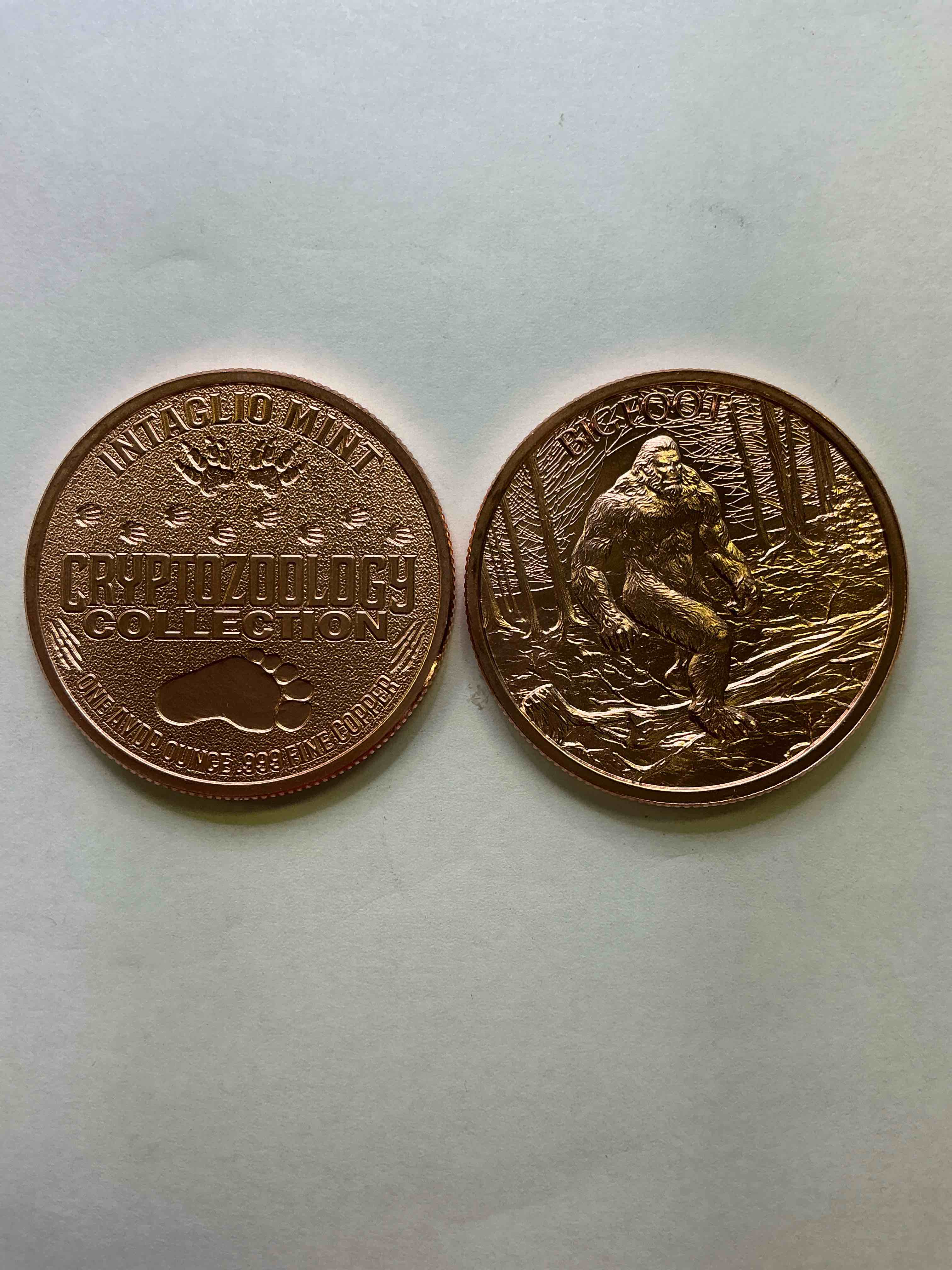 Pure Copper Large Coins! One Ounce Pure Copper Colored Bigfoot Coin, Brand New In Excellent Condition. 1.5" Diameter. Pure Copper! Bigfoot Edition!