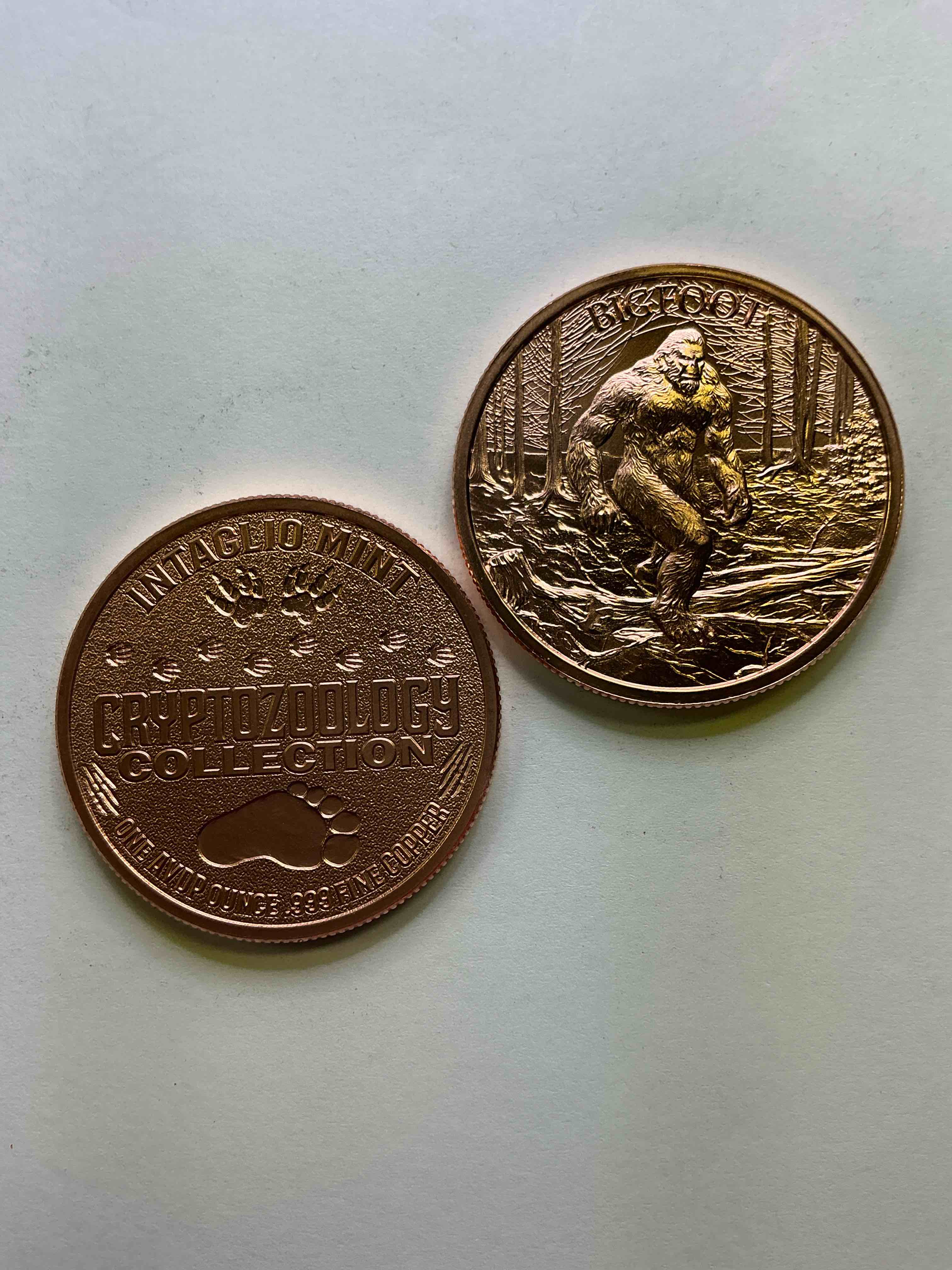 Pure Copper Large Coins! One Ounce Pure Copper Colored Bigfoot Coin, Brand New In Excellent Condition. 1.5" Diameter. Pure Copper! Bigfoot Edition!