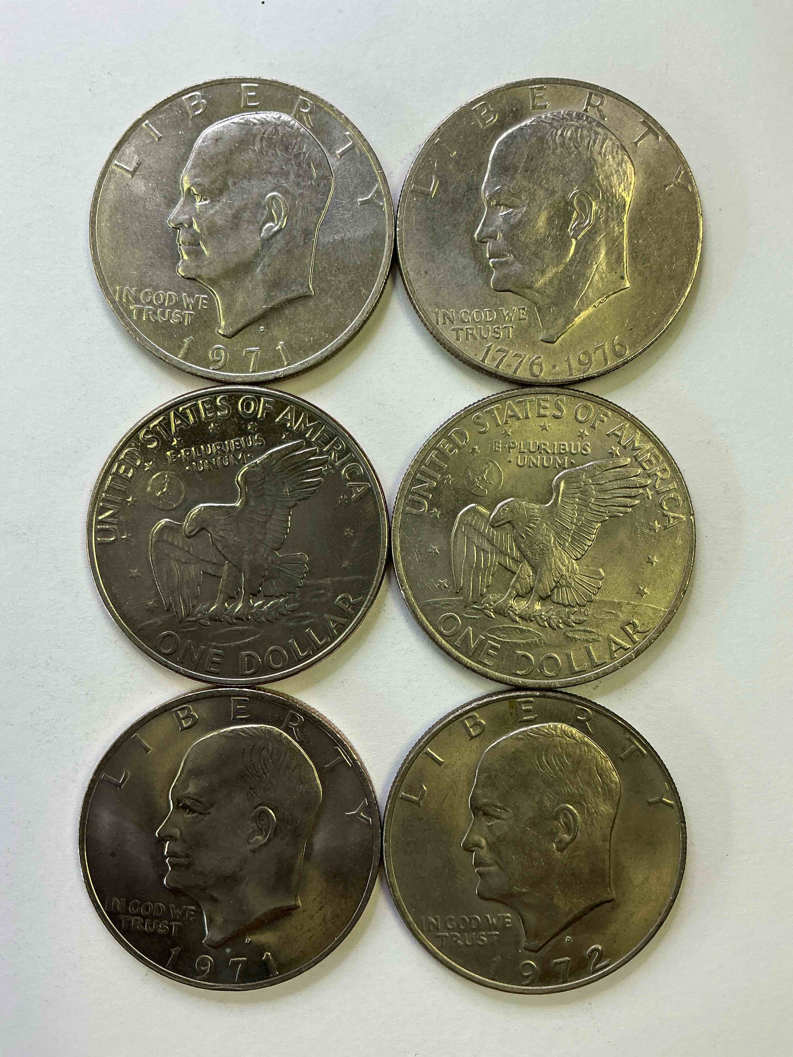 Gorgeous Eisenhower Dollar Coins! These Striking, Large U.S. Coins Were Minted From 1971-1978. Here Are Gorgeous Examples Of “Ike" Dollars From 1976 & More! These Coins Have Become Immensely Popular With Collectors & Some Have Great Toning!