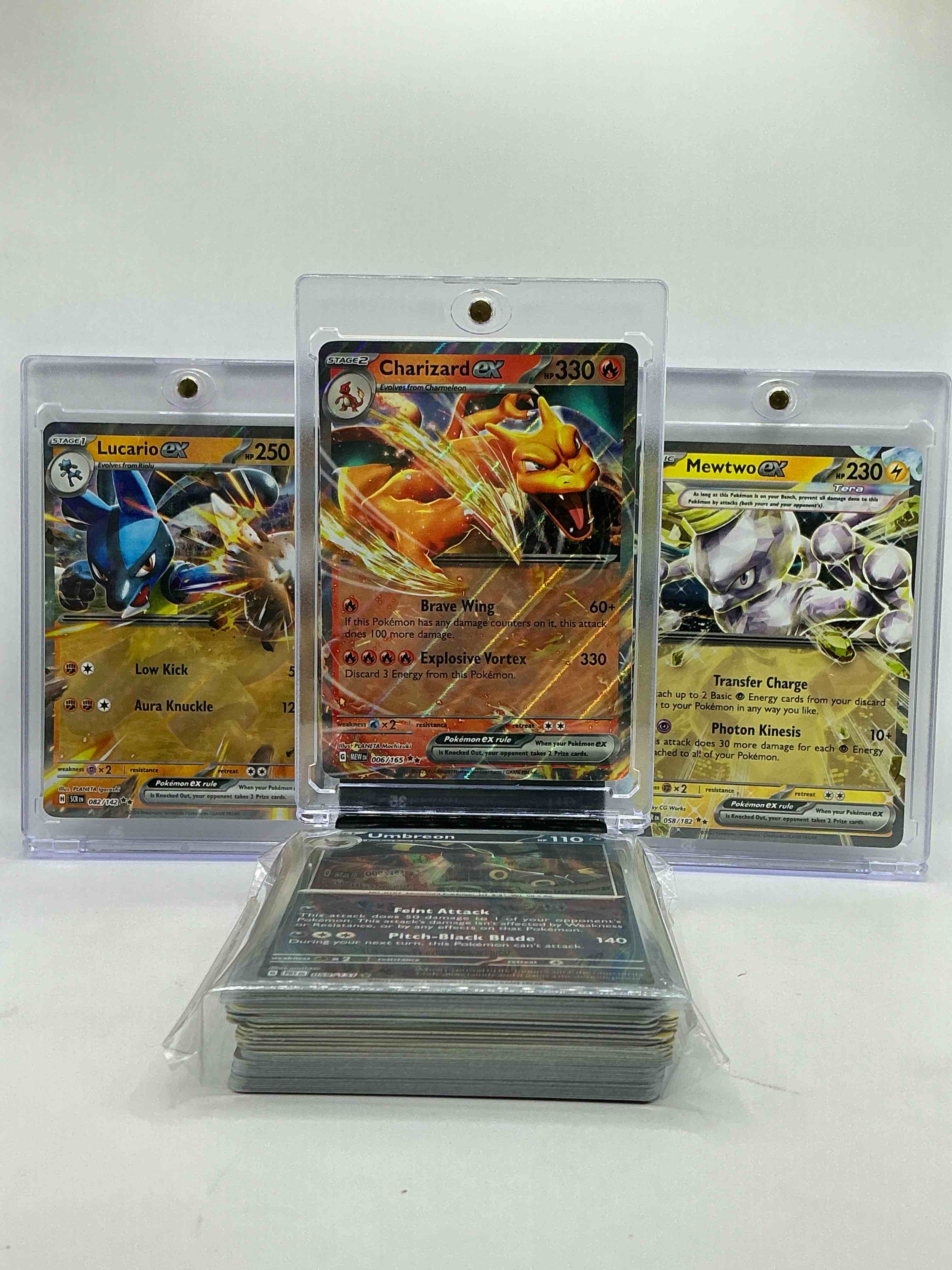 Charizard EX, Lucario EX & Mewtwo EX Card! These Three Pokémon Are Some Of The Most Coveted! These Are The Rare EX Edition… & Holos! 50 Card Lot Consisting Of Commons, Holos, Legends & More!