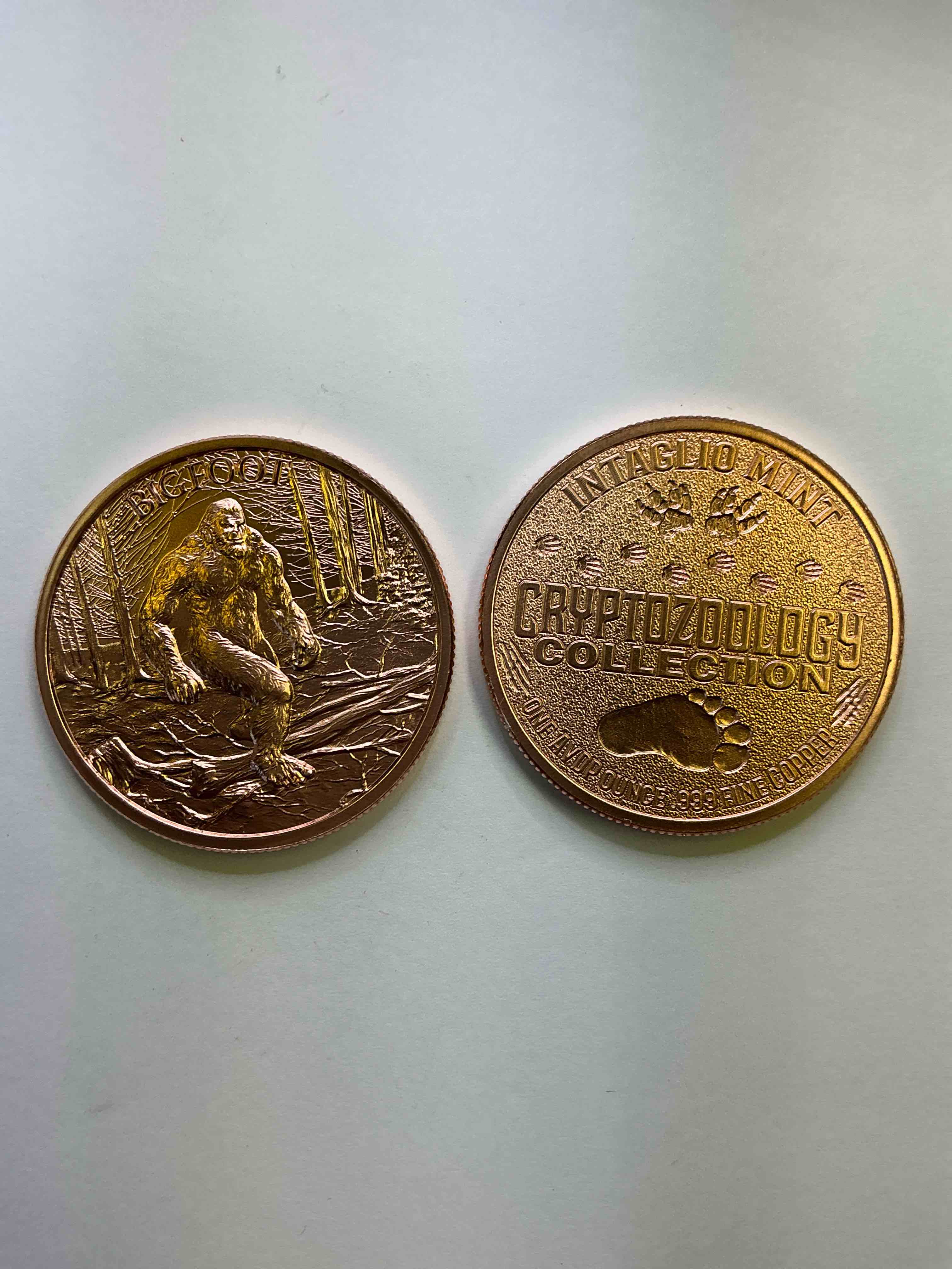 Pure Copper Large Coins! One Ounce Pure Copper Colored Bigfoot Coin, Brand New In Excellent Condition. 1.5" Diameter. Pure Copper! Bigfoot Edition!