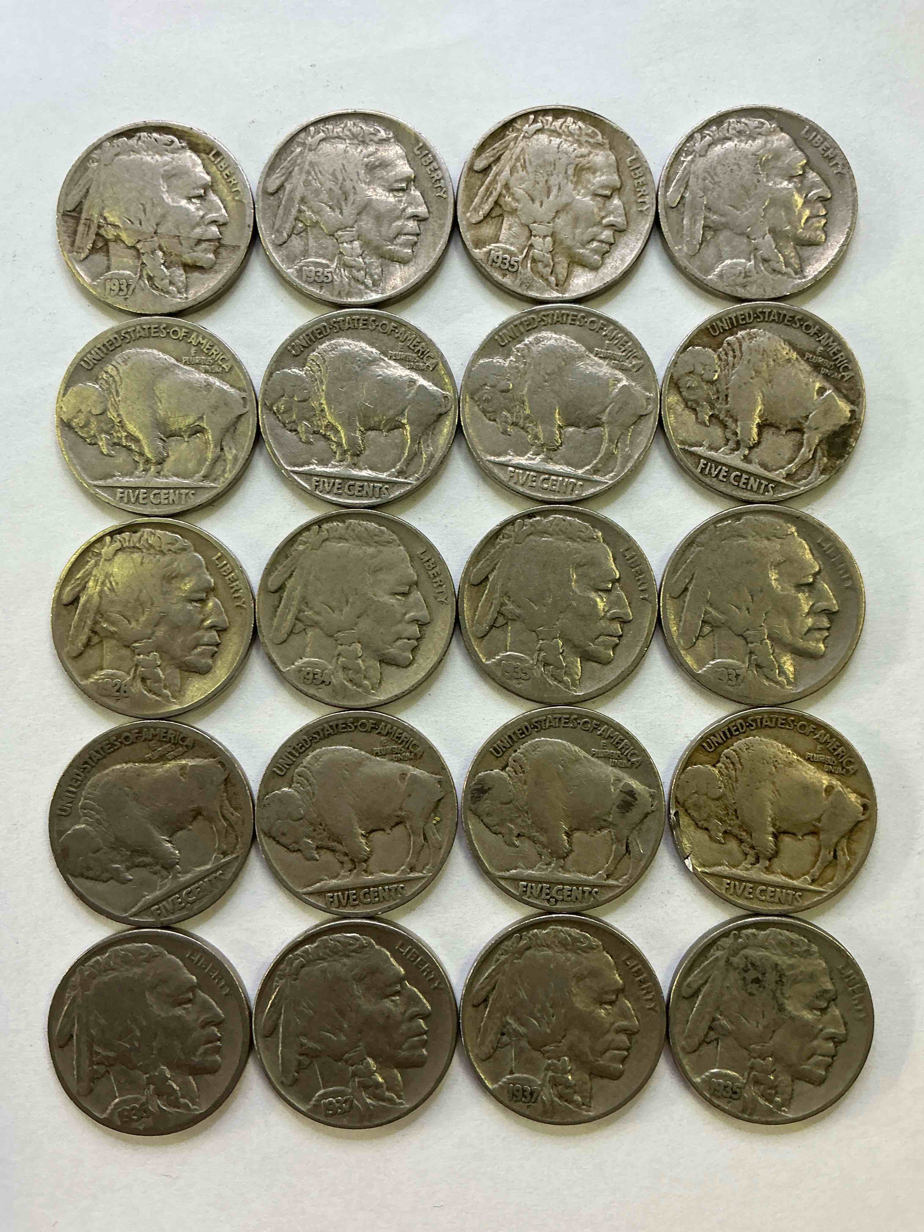 Historic Buffalo Nickels! Indian Head Buffalo Nickels Were Minted From 1913 To 1938 & Have Become A Favorite For Coin Collectors Around The World! Own Pieces Of American History With These Cool Indian Head Buffalo Nickels In Circulated Condition, Most With Visible Dates Which Is Very Rare For Buffalo Nickels!