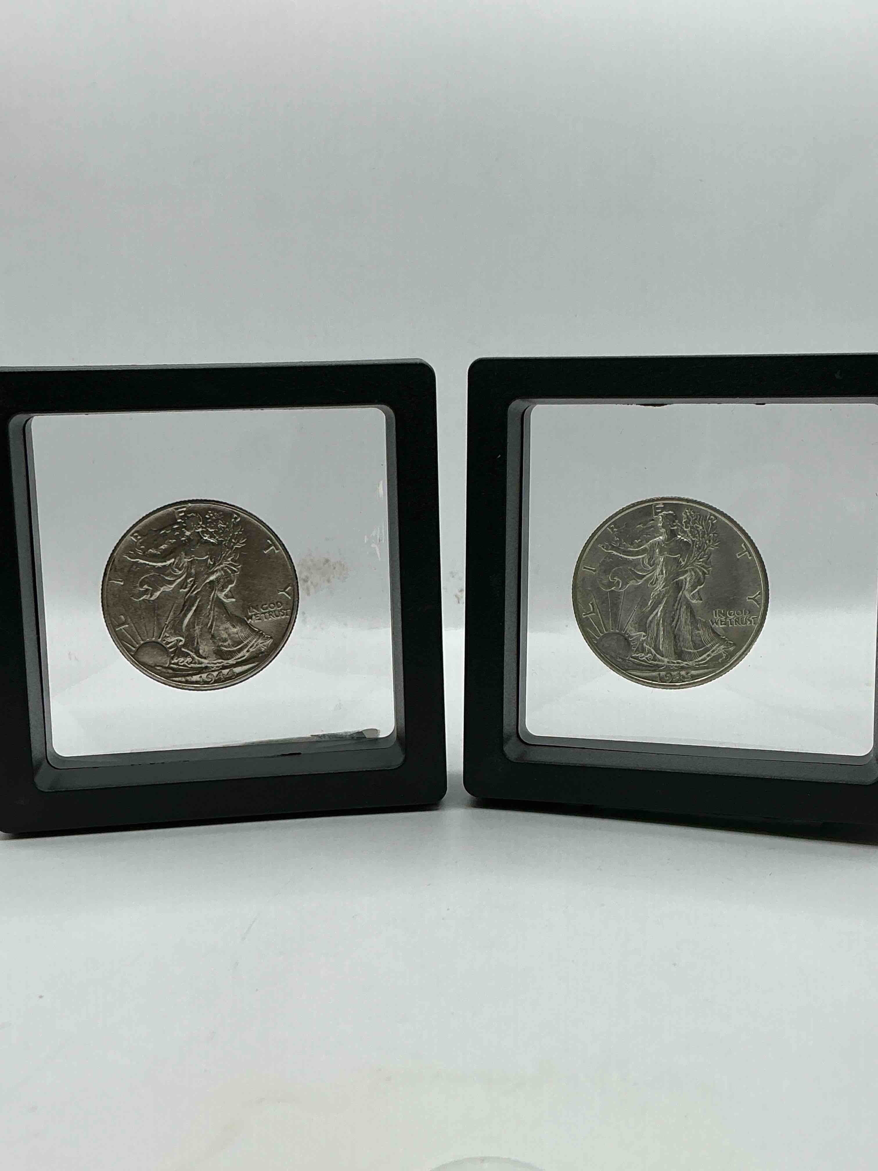 World War II Era Silver! Antique U.S. Silver! Liberty Walking Silver Half Dollar! This Striking Half Dollars Were Minted From 1916-1947 & Have Become Some Of The Most Collectible Coins In History! Here Are Striking Appears Circulated Examples From 1944 & 1945! Liberty Walking Coins Are 90% Fine U.S. Silver, A Great Investment In Precious Metal!