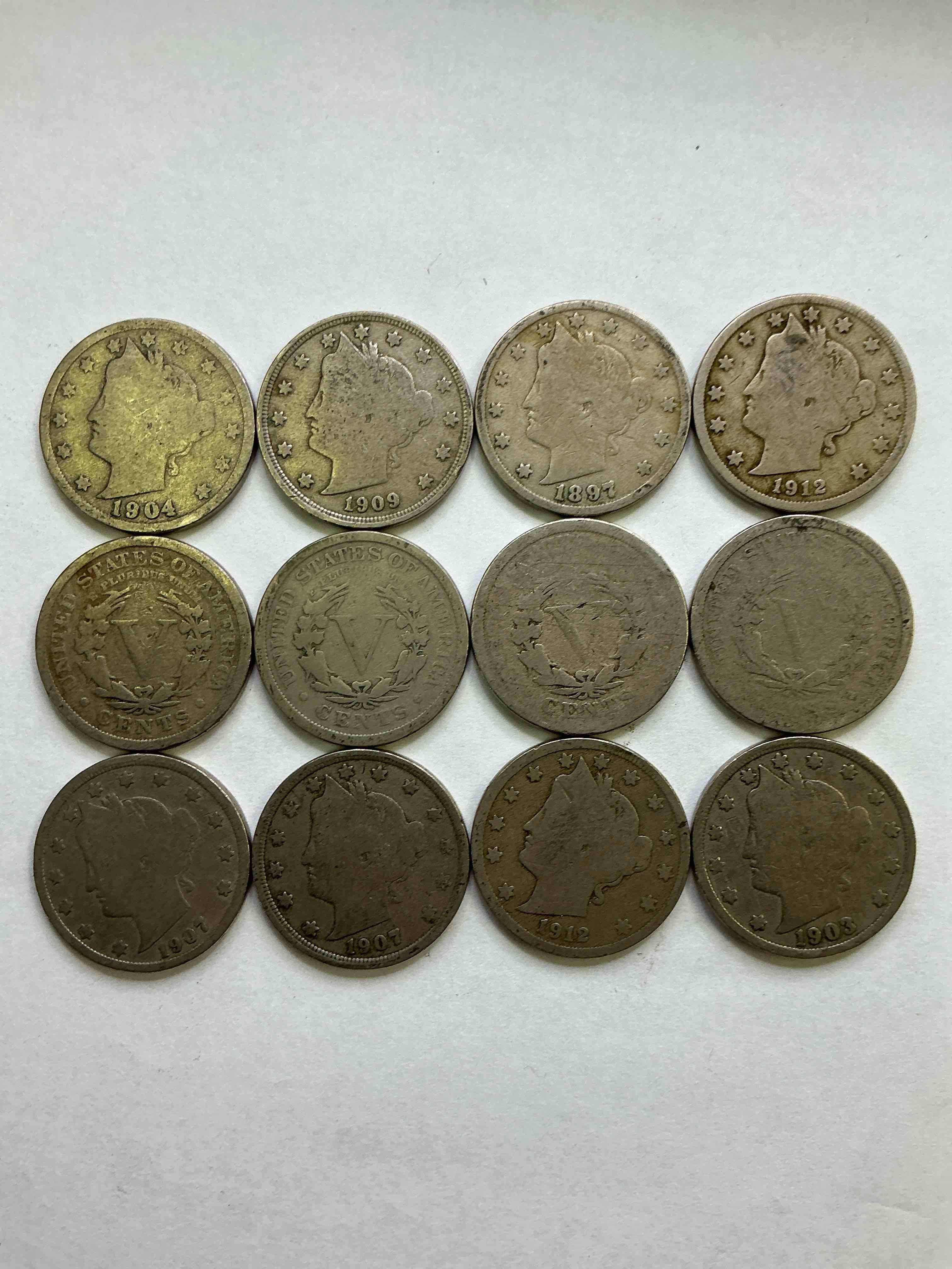 Antique U.S. V Nickels! Think Of The History These Coins Have Seen!, Liberty Head V Nickels Were Minted Up Until 1913 & Were The Style Of Nickels Before Buffalo Nickels. Own Some Cool Pieces Of History! Rare To See These Coins With The "Date On" In Circulated Condition!