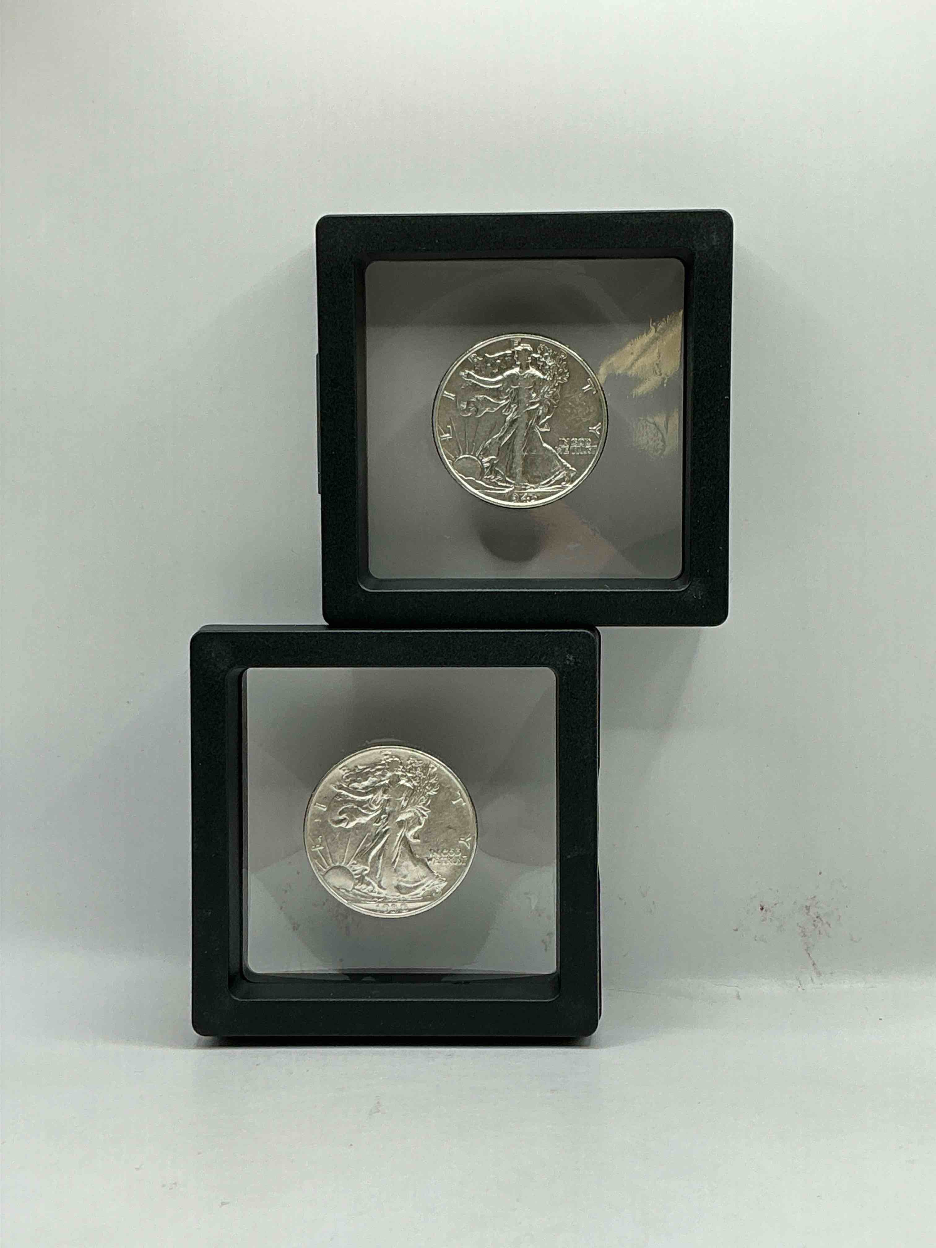 World War II Era Silver! Antique U.S. Silver! Liberty Walking Silver Half Dollar! This Striking Half Dollars Were Minted From 1916-1947 & Have Become Some Of The Most Collectible Coins In History! Here Are Striking Appears Circulated Examples From 1943 & 1938! Liberty Walking Coins Are 90% Fine U.S. Silver, A Great Investment In Precious Metal!