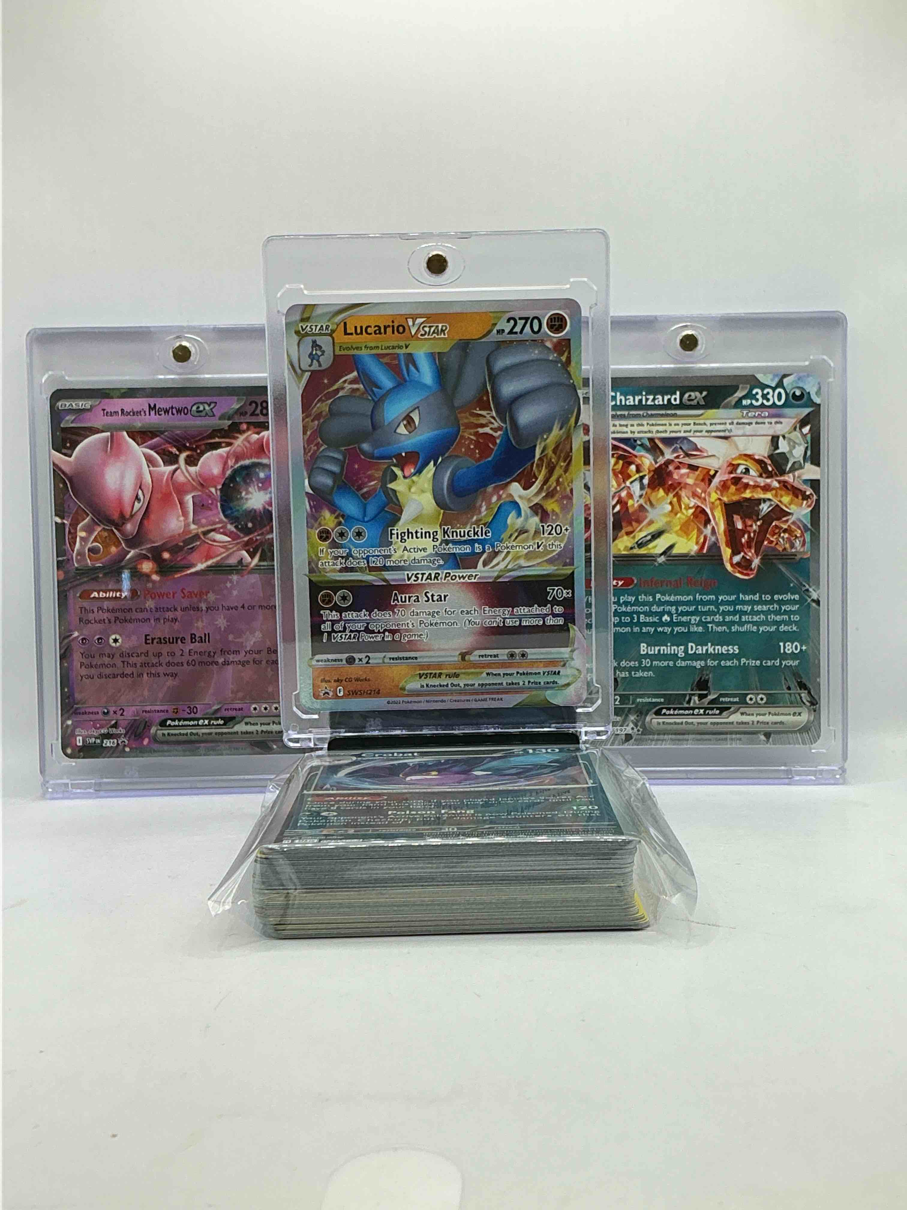Lucario VSTAR Holo, Charizard EX Holo, Mewtwo EX Holo & More! Pokémon Palooza! Insane 50 Card Pokémon Lot, Including Commons, Holo, Legends & More!
