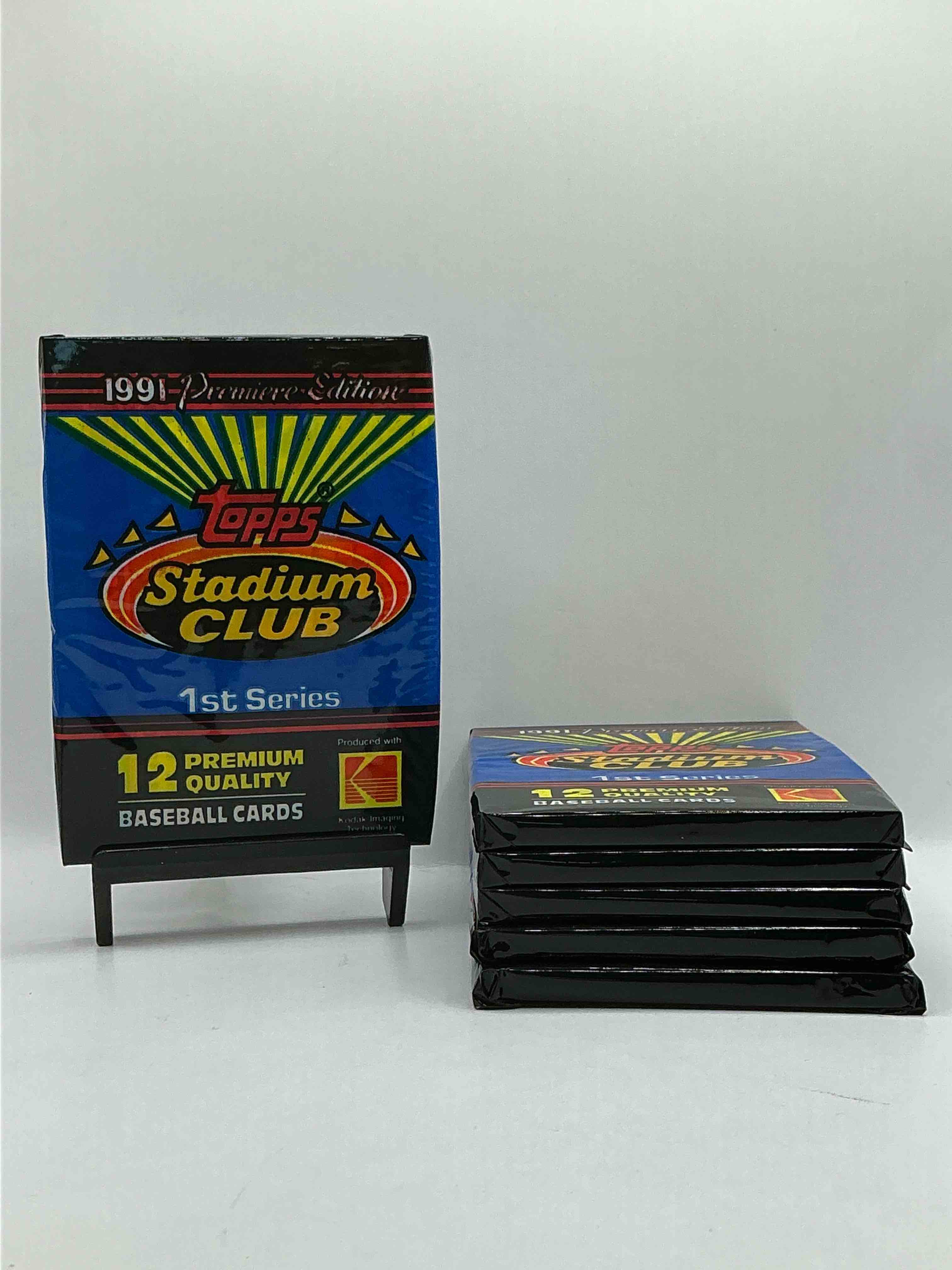 1991 Baseball History! In 1991 Topps Developed & Premium Line Of Baseball Cards To Compete With Upper Deck... & Here They Are! 1991 Topps Baseball Stadium Club Unopened Wax Pack, Direct From Original Retail Casel Search For Impressive Cards Such As Ken Griffey Jr. #270 (PSA 10 Value $250), Frank Thomas #57 (PSA 10 Value $200) & Nolan Ryan #200 (PSA 10 Value $150.00). Own A Piece Of Sports Card Memorabilia History!