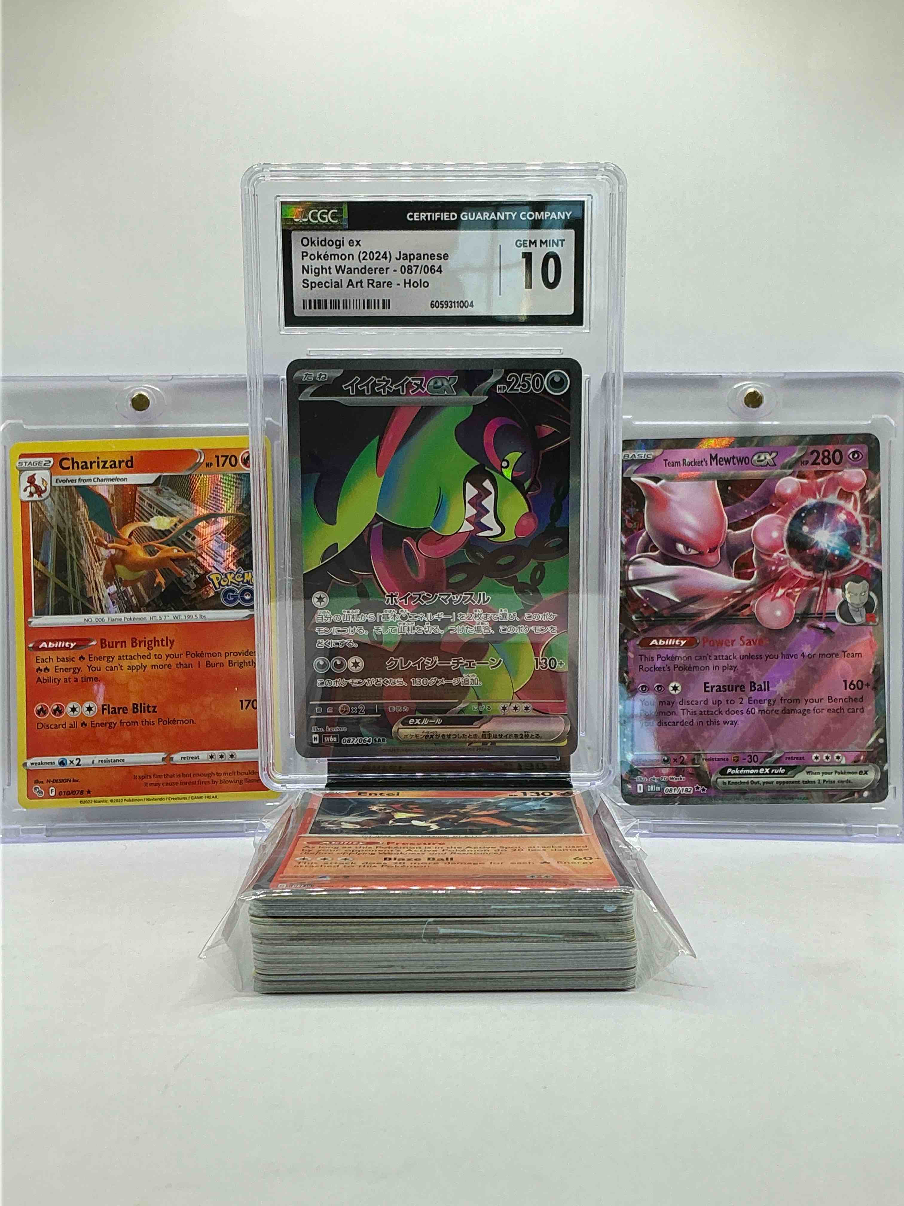 Pokémon Party! Gem Mint 10 Okidogi, Charizard Holo, Mewtwo EX & More! Insane 50 Card Lot! Commons, Holos, Legends, Heroes & More!