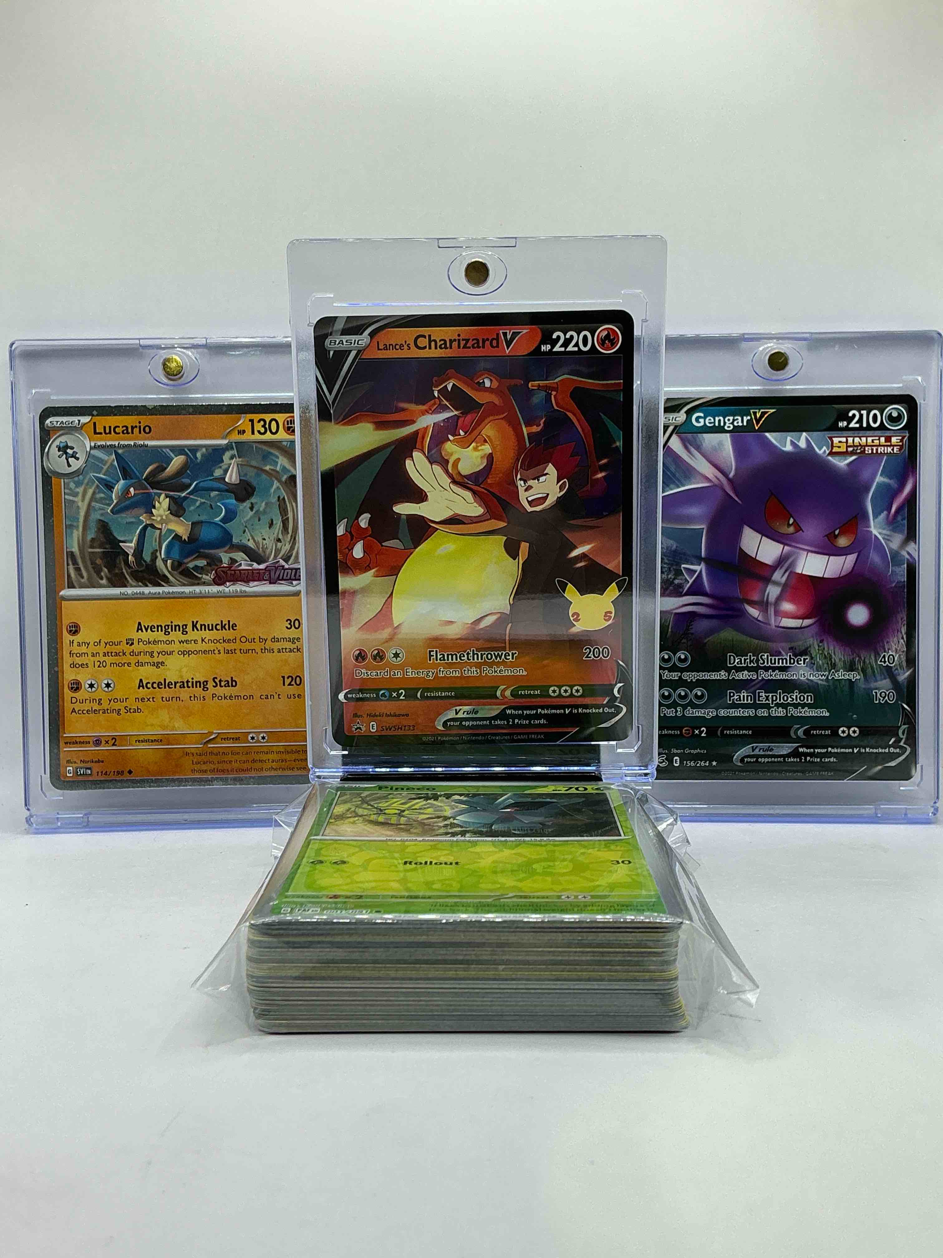 Charizard V, Lucario Holo & Gengar V Trio! 50 Card Pokémon Lot… Includes Commons, Legends, Heroes, Holos & More! WOW!