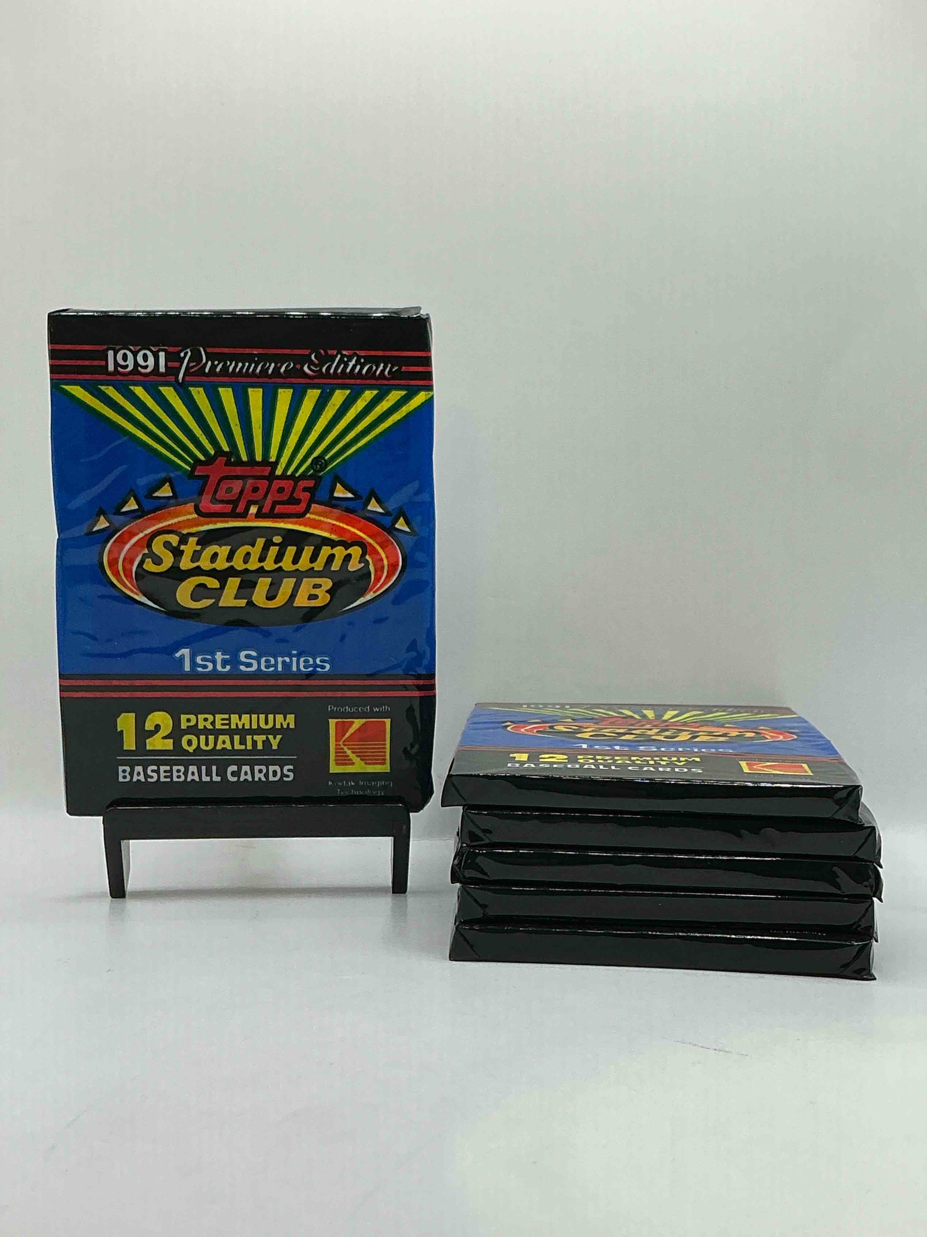 1991 Baseball History! In 1991 Topps Developed & Premium Line Of Baseball Cards To Compete With Upper Deck... & Here They Are! 1991 Topps Baseball Stadium Club Unopened Wax Pack, Direct From Original Retail Casel Search For Impressive Cards Such As Ken Griffey Jr. #270 (PSA 10 Value $250), Frank Thomas #57 (PSA 10 Value $200) & Nolan Ryan #200 (PSA 10 Value $150.00). Own A Piece Of Sports Card Memorabilia History!