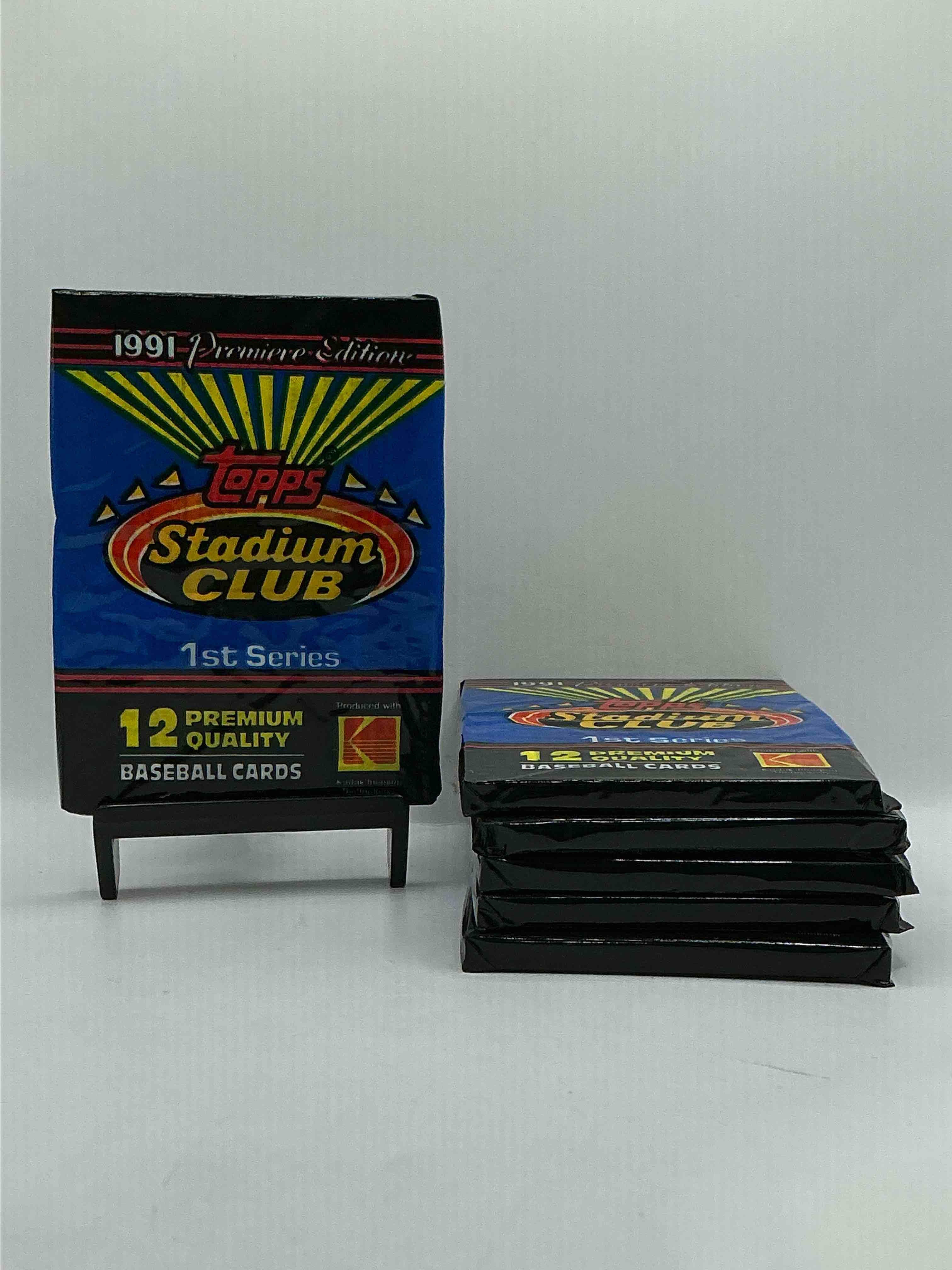 1991 Baseball History! In 1991 Topps Developed & Premium Line Of Baseball Cards To Compete With Upper Deck... & Here They Are! 1991 Topps Baseball Stadium Club Unopened Wax Pack, Direct From Original Retail Casel Search For Impressive Cards Such As Ken Griffey Jr. #270 (PSA 10 Value $250), Frank Thomas #57 (PSA 10 Value $200) & Nolan Ryan #200 (PSA 10 Value $150.00). Own A Piece Of Sports Card Memorabilia History!