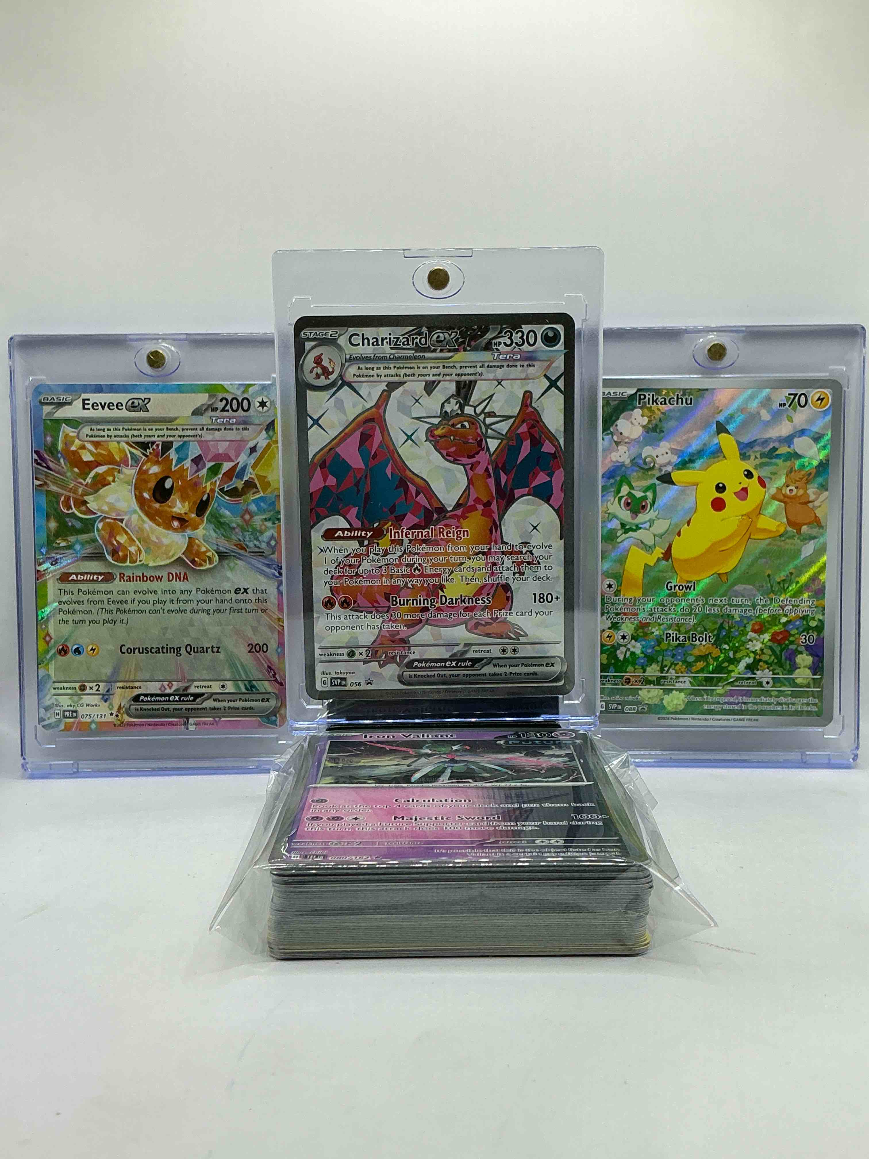 Charizard EX RARE EDITION HOLO, Pikachu Holo Pika Bolt & Eevee EX Holo! Insane Three Pokémon Trio! This 50 Card Lot Includes Legends, Holos, Commons & More!