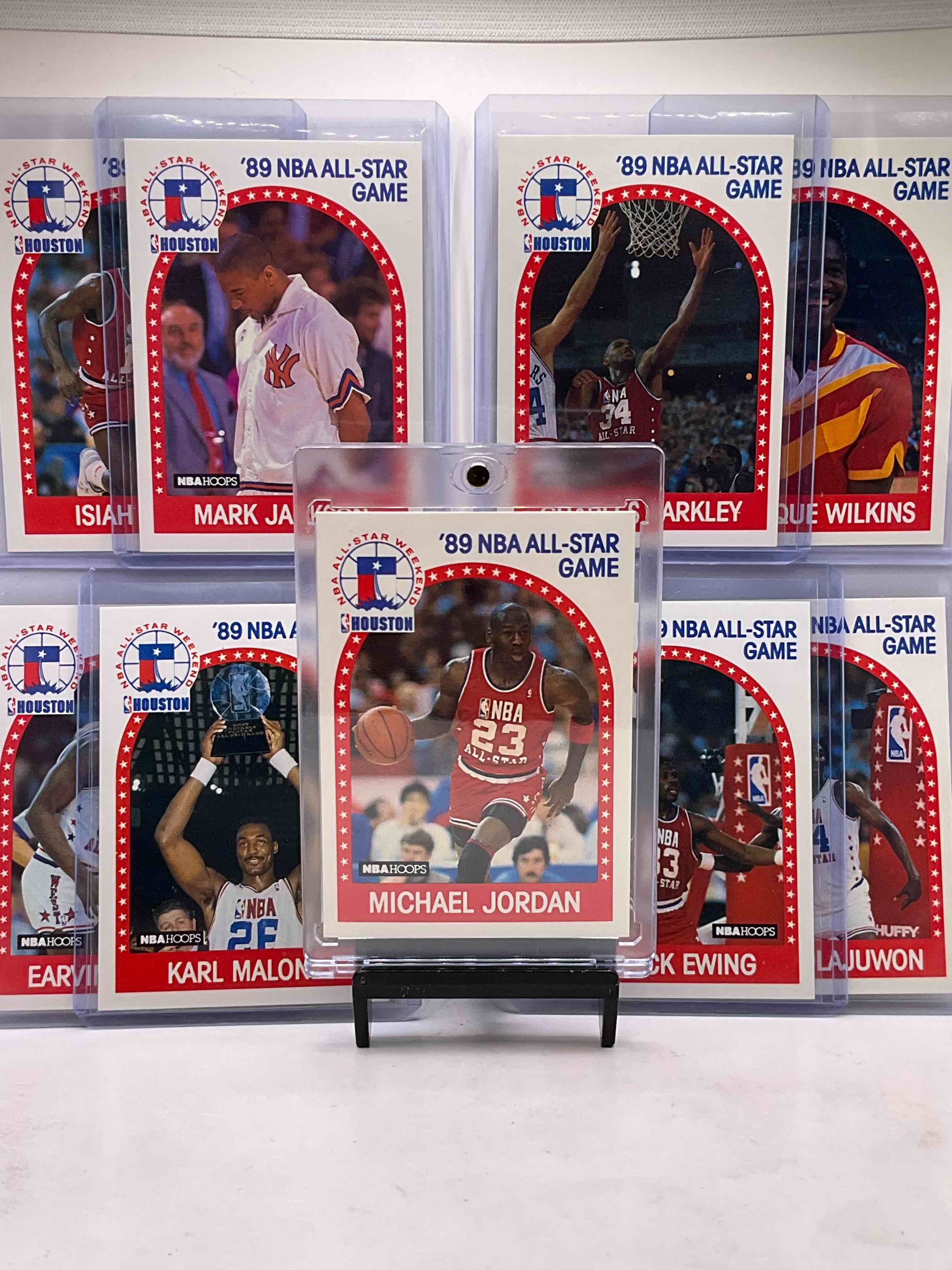 1989 NBA Hoops All Star 24 Card Set! Wow! The Best Players From The Year!Michael Jordan, Karl Malone, Magic Johnson, Akeem Olajuwon, Tom Chambers, Charles Barkley, Chris Mullin, Patrick Ewing, Dale Ellis, Isiah Thomas & More! Wow!