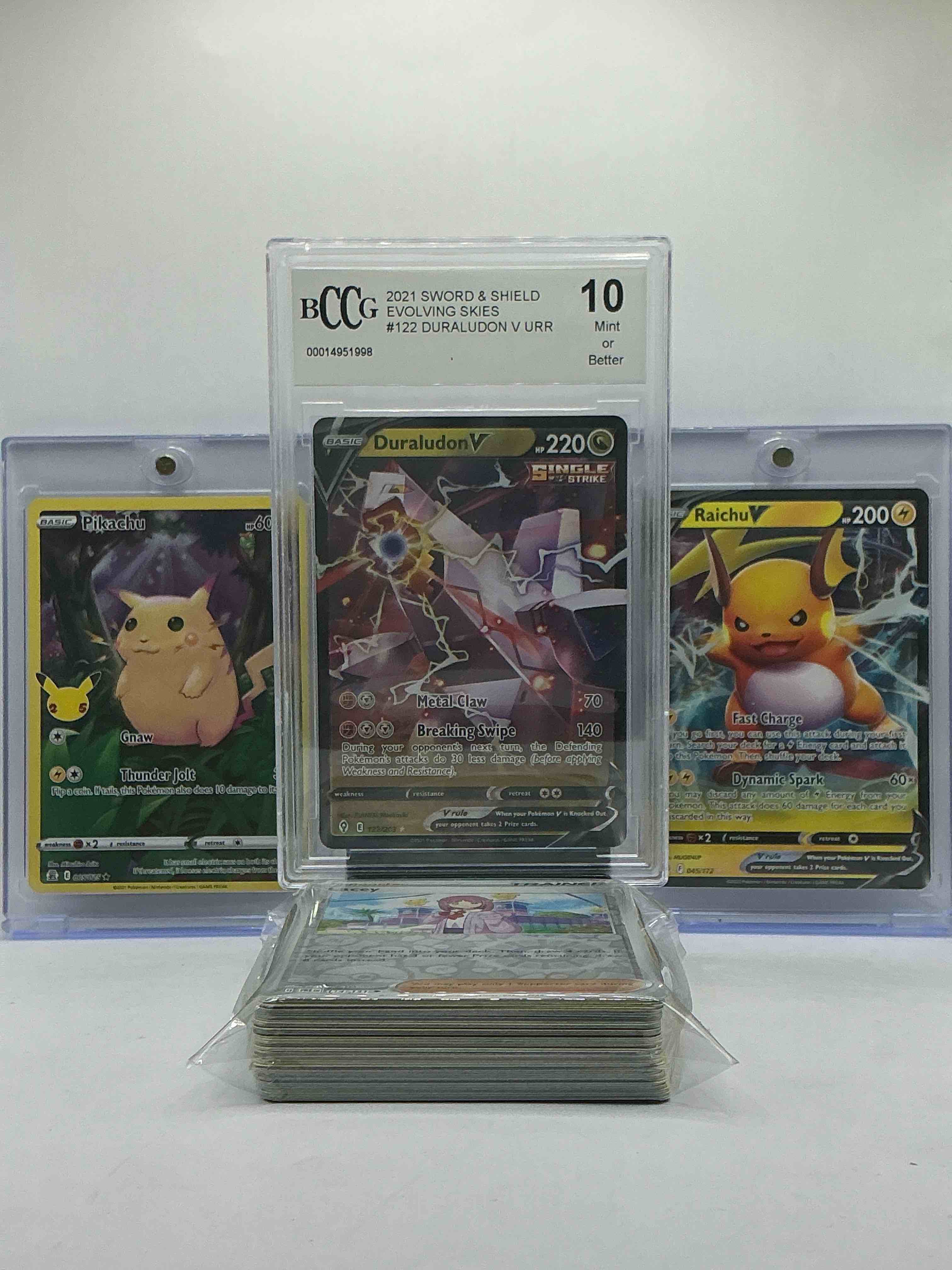 Pikachu Holo, Gem Mint 10 Duraludon V, Raichu V & More! Pokémon Palooza! Insane 50 Card Pokémon Lot… Filled With Legends, Heroes, Commons & More! 
