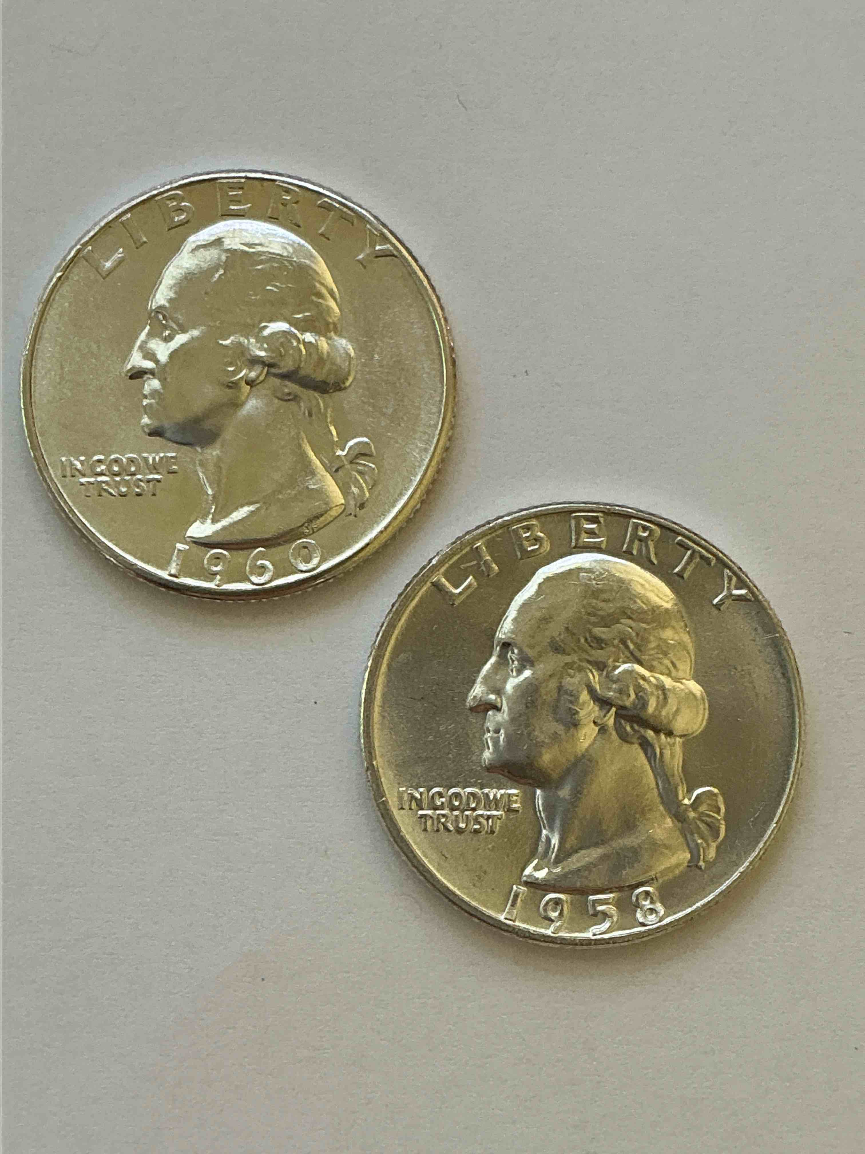 George Washington Brilliant Uncirculated Silver! Pre 1965 U.S. Quarter Dollar Coins Were Actually Silver, Here Are two Great Examples Of Awesome, Pristine George Washington Silver Quarters, Stunning & Uncirculated! Rare 1961 & 1959 Mints! Great For Investing In Precious Metals! These Coins Were Minted At 90% Silver and 10% Copper, Giving Them A Net Weight Of .18084 Ounces Of Pure Silver Per Coin! Very Hard To Find Uncirculated, Stunning! Invest In Fine U.S. Silver!