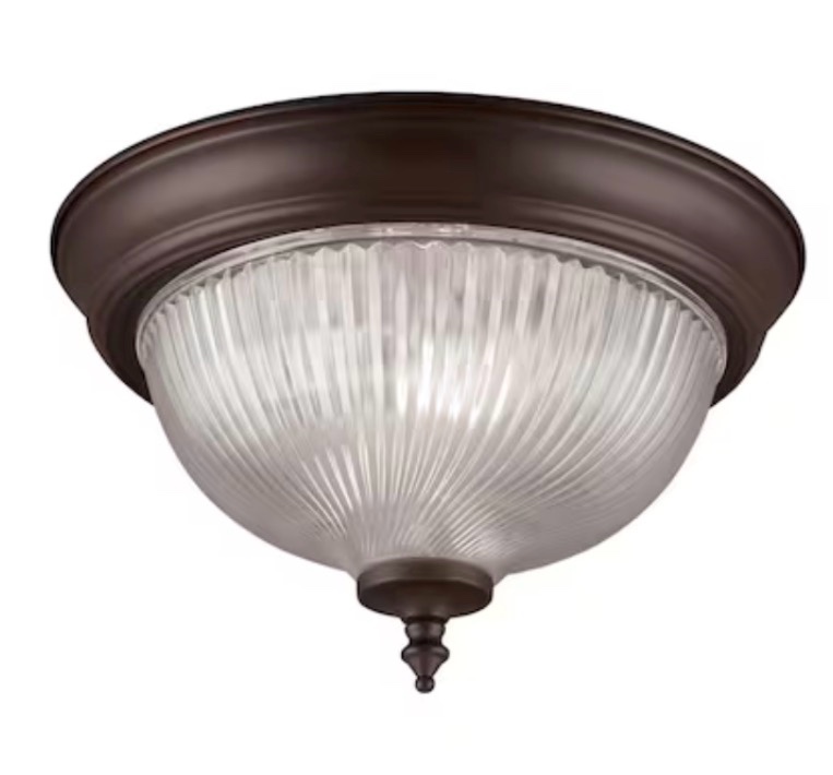 Project Source 11-in W Oil-Rubbed Bronze Ceiling Flush Mount