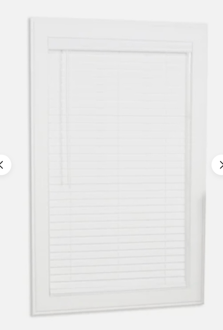 Allen+Roth White Cordless Faux Wood Blind 30.5”x64”-2” Slats