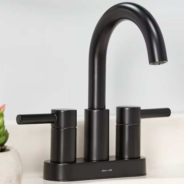 allen + roth Harlow Matte Black 4-in centerset 2-Handle WaterSense ...
