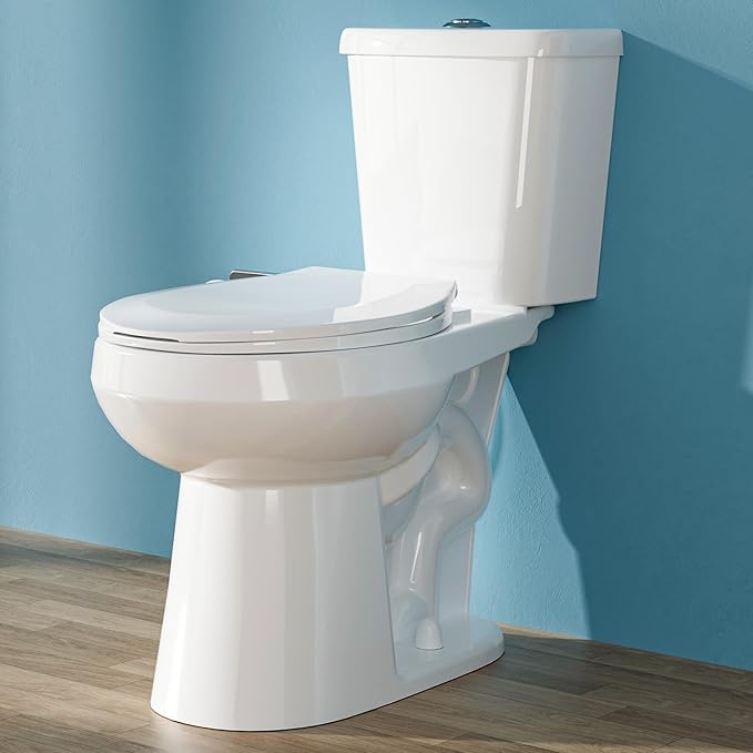 HOMLYLINK Compact Tall Toilet 19 Inch for Seniors, ADA High Toilet for Small Bathroom, Comfort Bowl