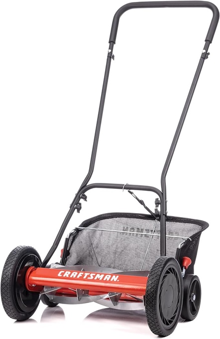 Craftsman 1816-16CR - Cortacésped de carrete de empuje de 5 cuchillas de 16 pulgadas con colector de césped, color rojo
