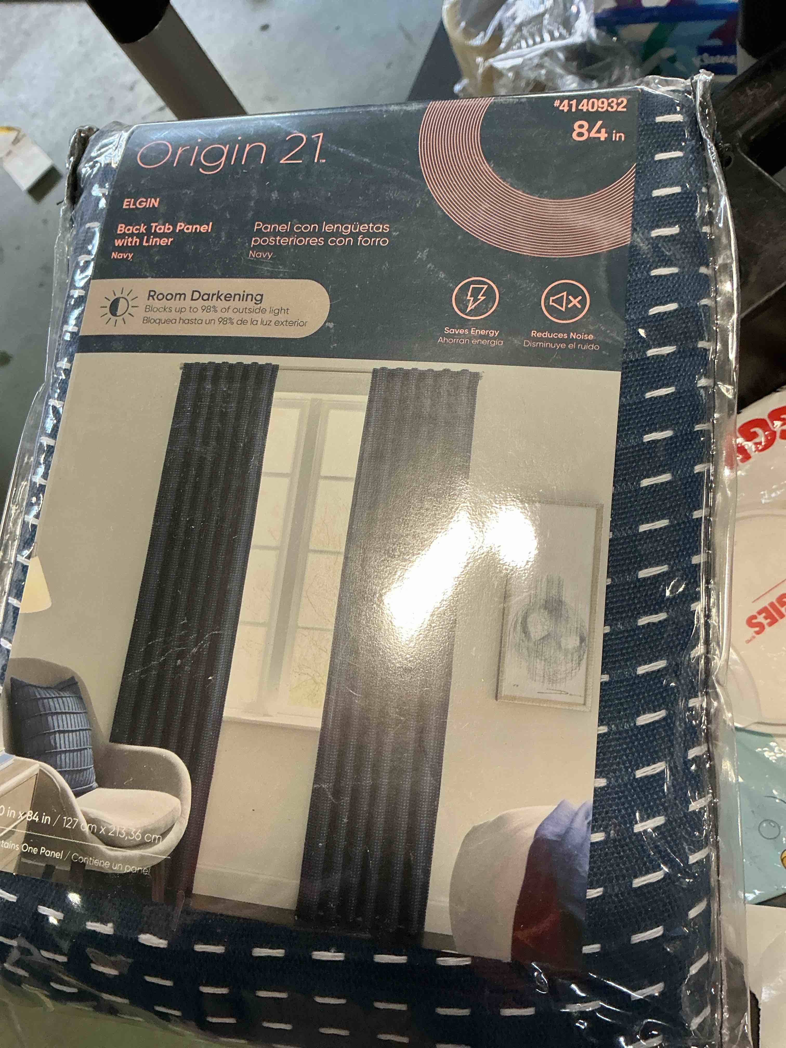 Origin 21 84-in Navy Room darkening Standard lined Back tab Single curtain  1 panel