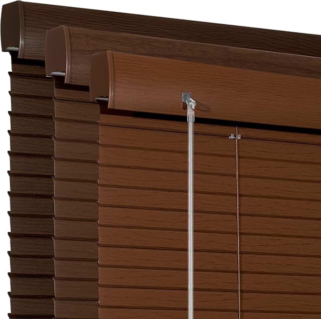 Levolor Trim+Go 33-3/4x64in 2.5" Faux Wood Blind Walnut Brown