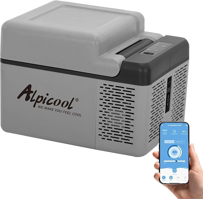 Alpicool C12 12L Car Fridge - 12V Portable Quiet Camping Fridge Freezer for Travel Outdoor Picnic