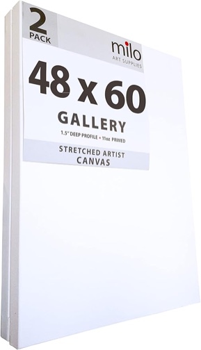 milo Stretched Artist Canvas | 48x60 inches | 2 Pack | 1.5” inch Thick Gallery Profile | 15 oz Prime