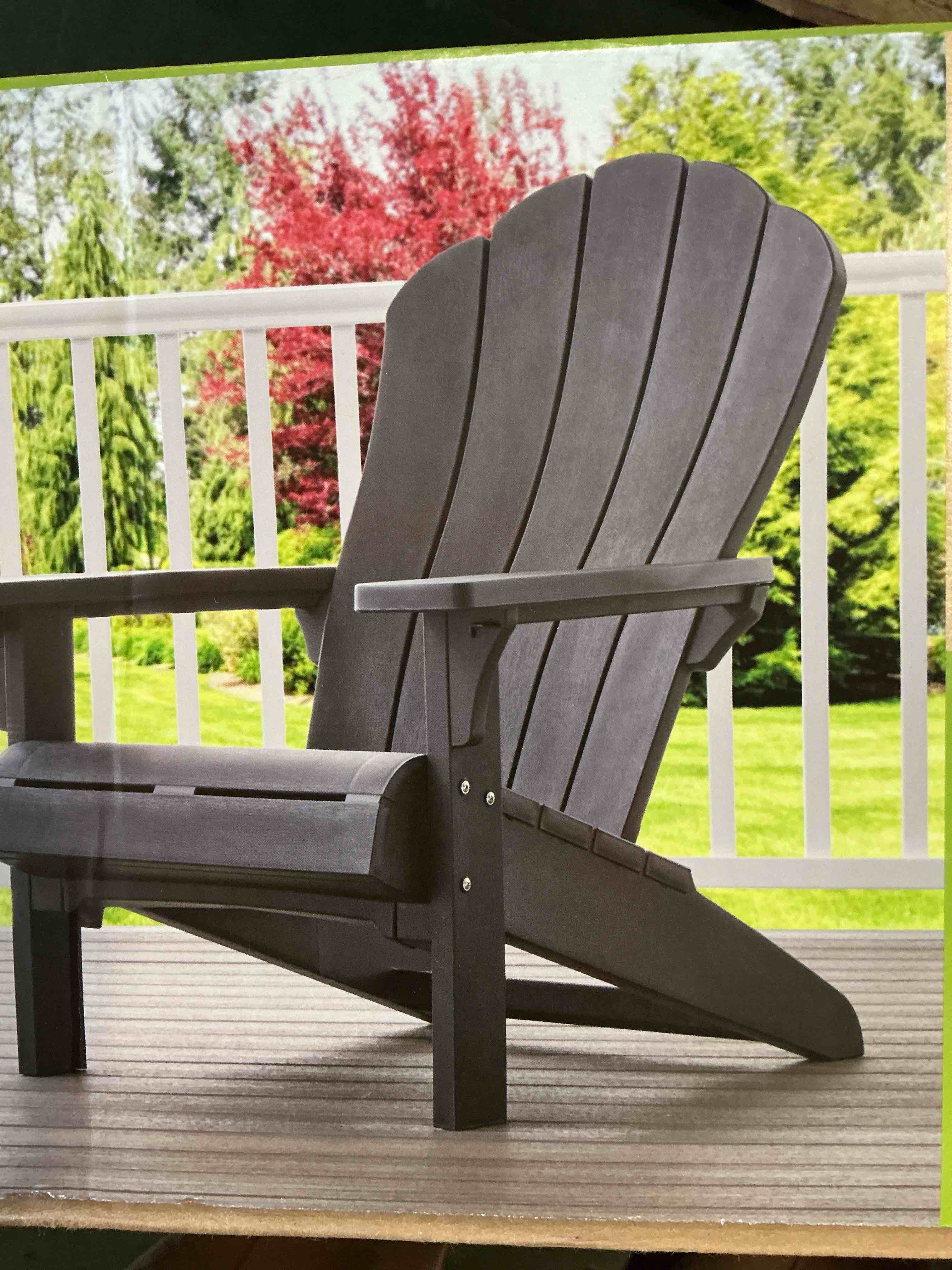 Keter Everest Adirondack Chair w/ Cupholder, Graphite Gray, 31.9"Lx36.6"Wx38.6"H