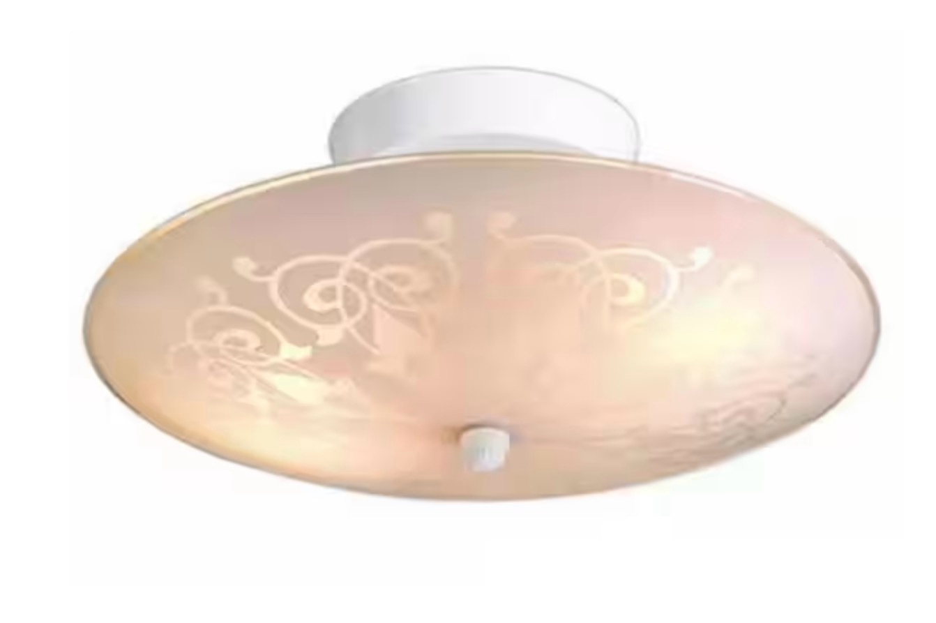 Semi-flush Mount Ceiling Light Fixture White Frosted Glass Shade 12 Inch 2 Bulb