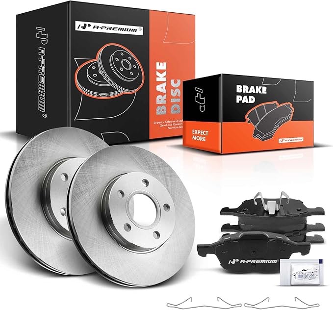 A-Premium 10.94 inch (278mm) Front Vented Disc Brake Rotors + Ceramic Pads Kit Compatible with Select Volvo and Ford Models - Focus 2012-2018, C30 2012-2013, S40 2004-2011,( 2 pcs 