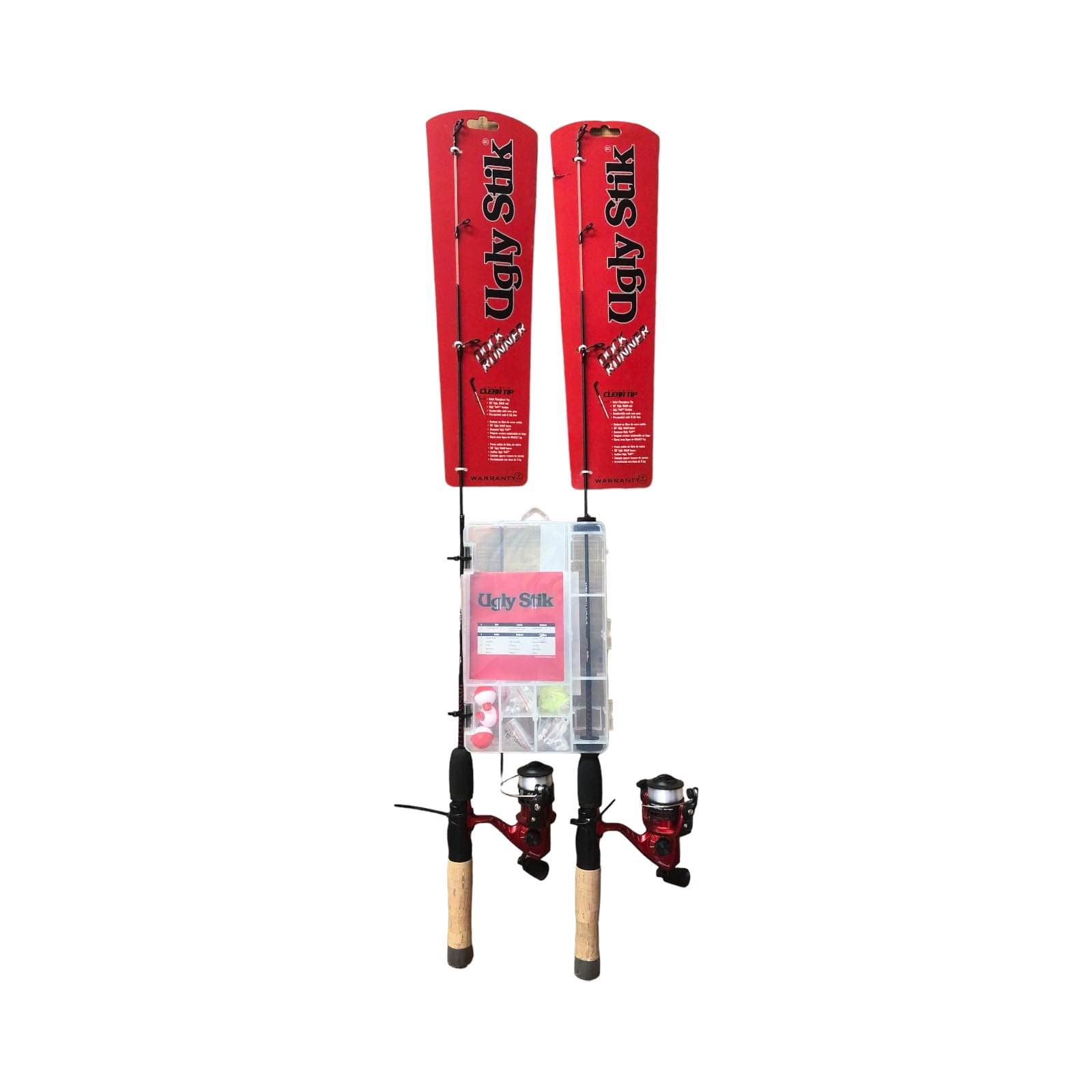 ugly stik dock runner, complete fishing kit, 2 rods and accessories