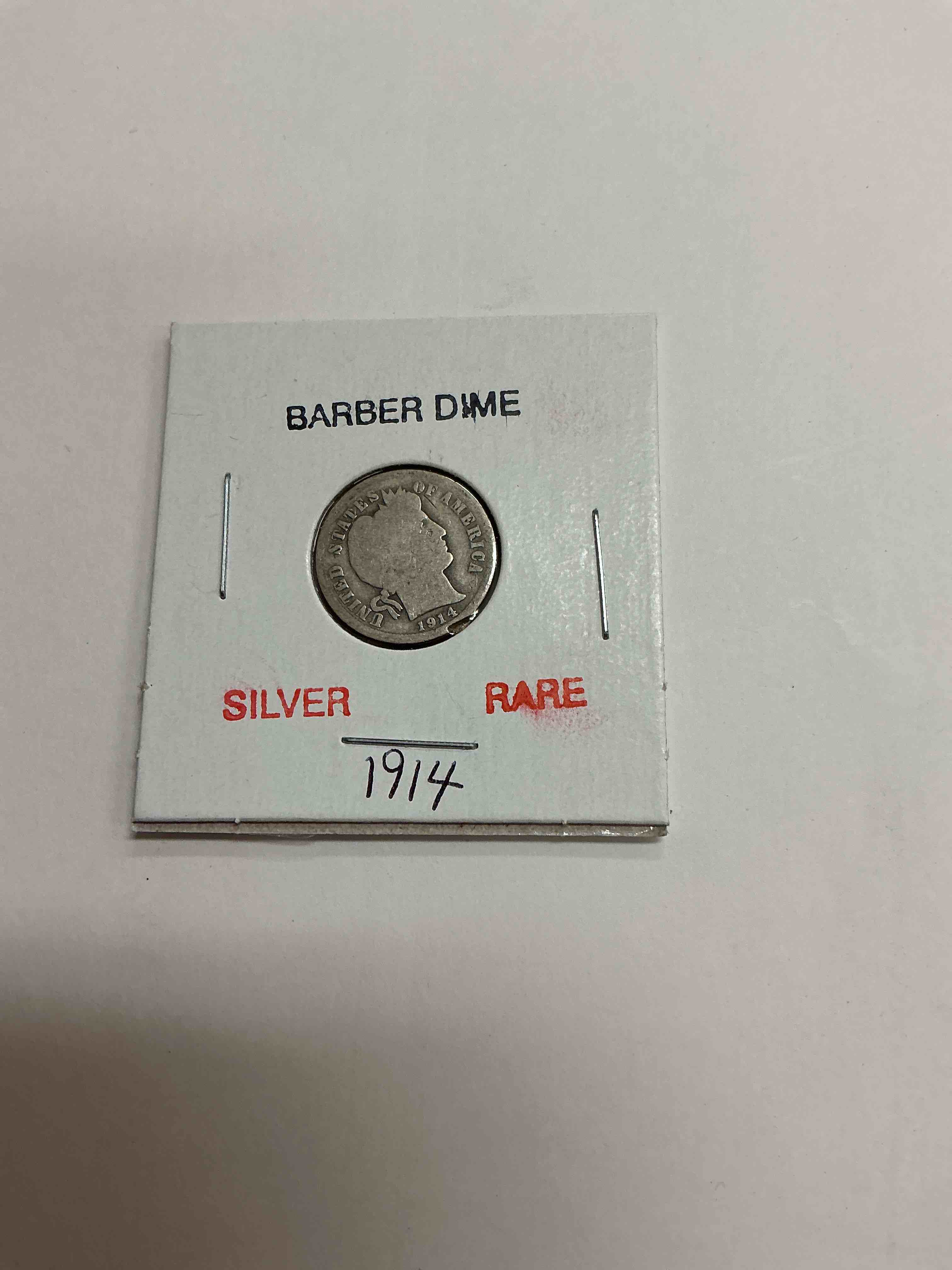Rare 1914 Silver Barber Dime