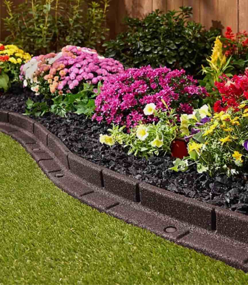 groundsmart gsrme4bn272 4' brown roman brick rubber landscape edging, 2pk