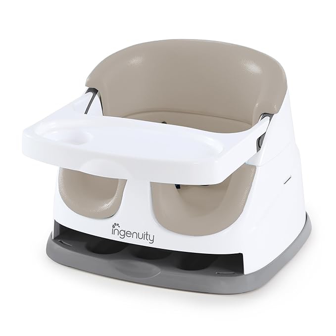 Ingenuity Baby Base 2-in-1 Booster Feeding and Floor Seat with Self-Storing Tray - Slate