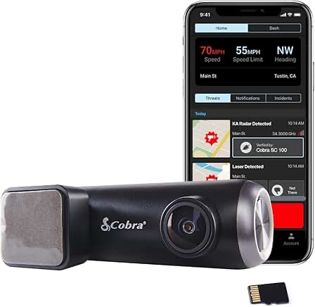 Cobra SC 100 1080P Dash Cam: Live Alerts  Apple CarPlay® & Android Auto Compatible Dash Camera (New)