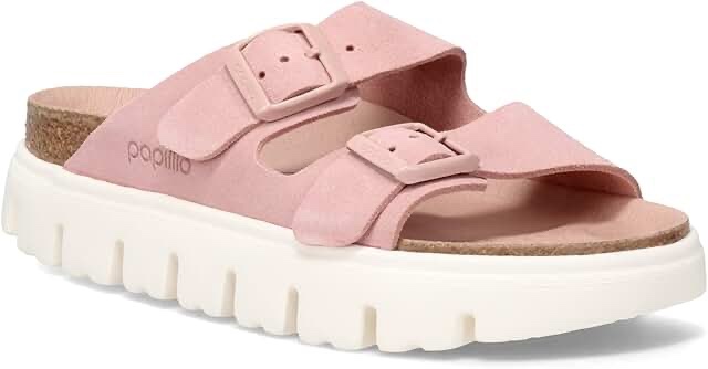 Birkenstock Papillio by Birkenstock Arizona Chunky Platform Sandal Women's Sandals Light Rose : EU 38 (US Women's 7-7.5) Narrow, Suede